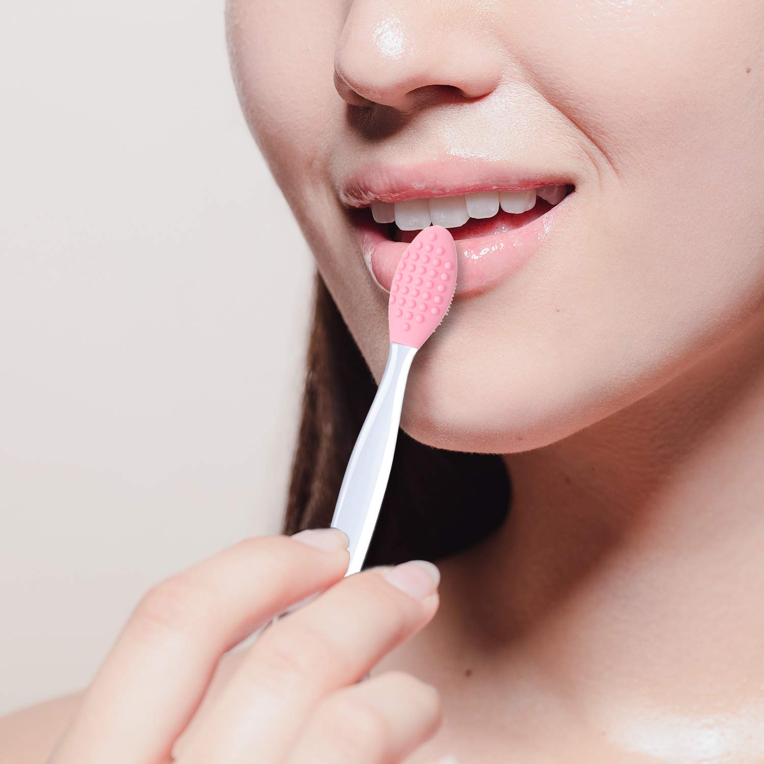 4 Pieces Silicone Exfoliating Lip Brush Tool Double-sided Soft Lip Brush for Smoother and Fuller Lip Appearance (Rose Red, Yellow, Mint Green, Pink) - Image 5