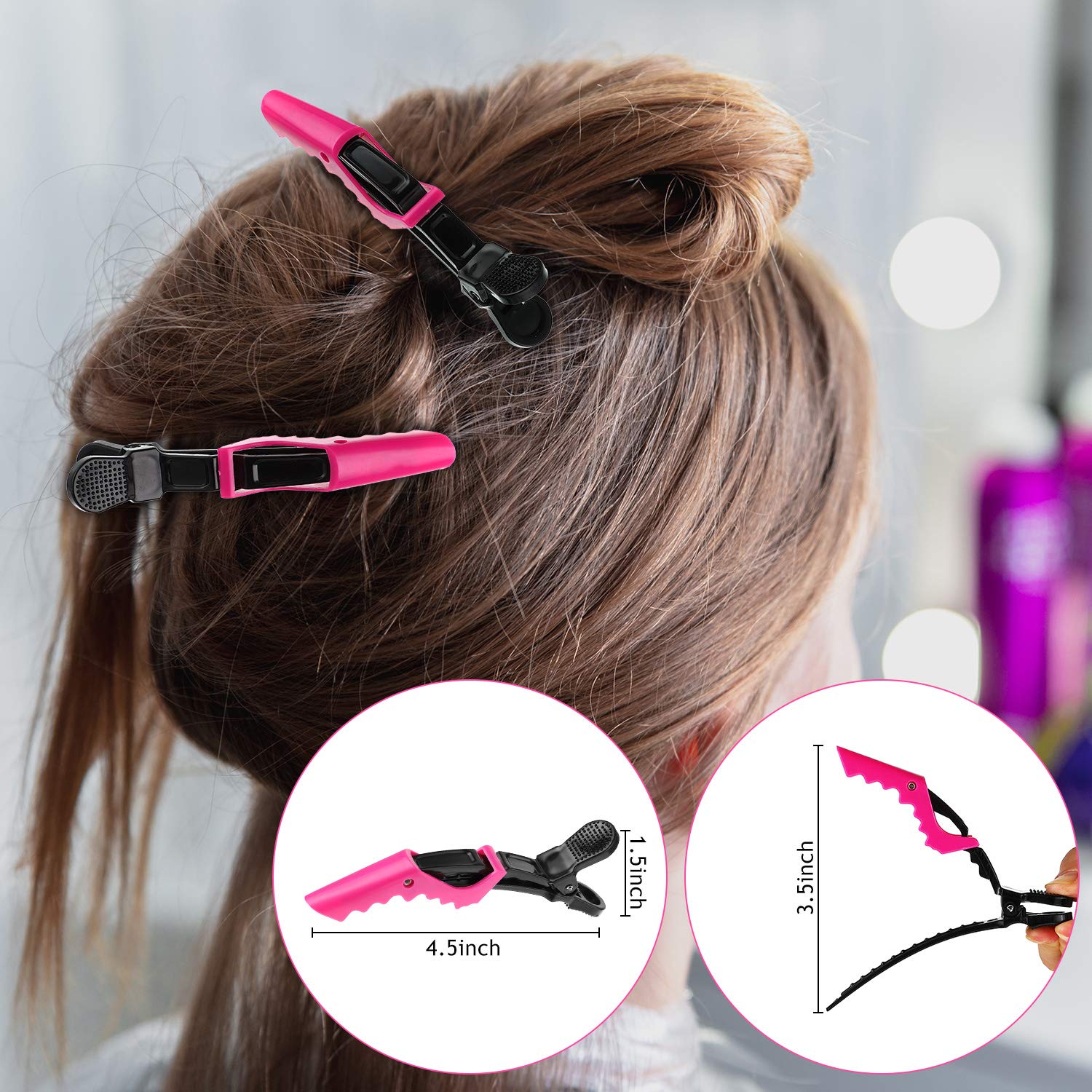 Hair Comb Set, 8 Pieces Rat Tail Combs, Teasing Combs, and Hand-held Alligator Clips, Carbon Fiber & Metal, for Hair Stylist, Braiding, Hair Women Girls, Daily Use - Image 7