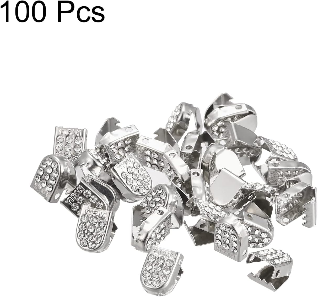 Shoelace End Clips 10x7mm Stainless Steel No Tie Shoe Lace Tips Head Bling Type, Silver Tone 30 Pcs - Image 3