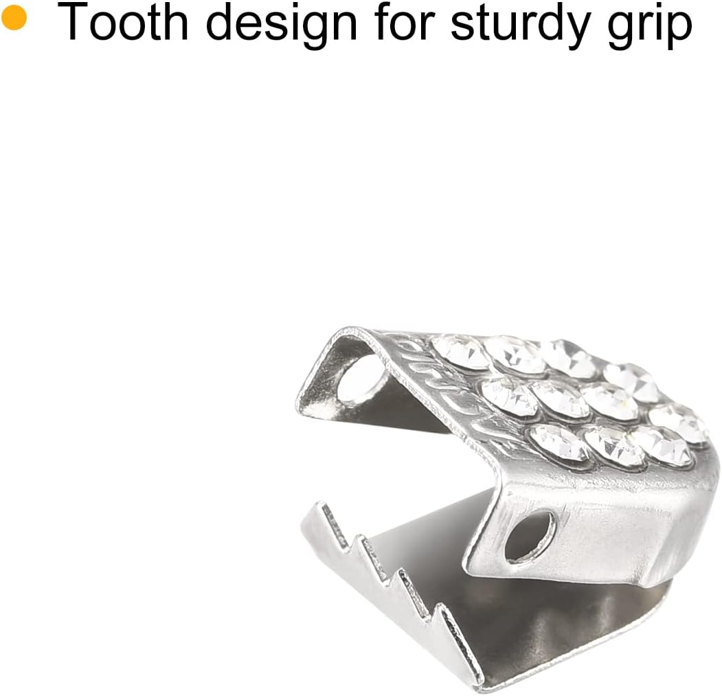 Shoelace End Clips 10x7mm Stainless Steel No Tie Shoe Lace Tips Head Bling Type, Silver Tone 30 Pcs - Image 4
