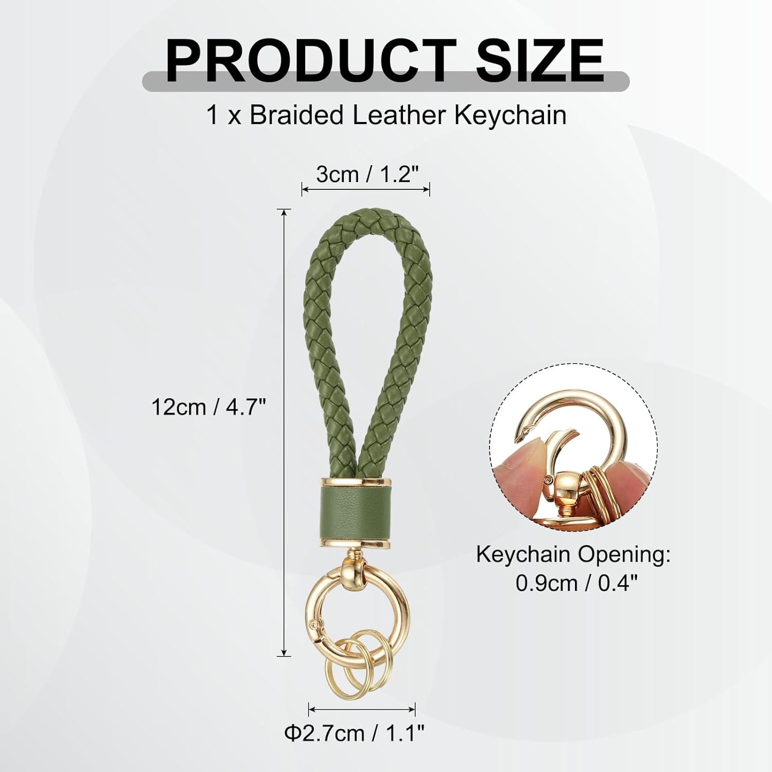 Braided Leather Keychain, Keychain Ring Woven Strap Lanyard Strap with 360 Degree Rotatable for Car Key Bag Wallet - Image 2