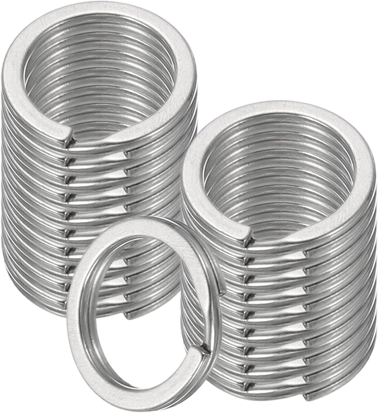 20pcs Split Keychain Rings, 15mm Round Flat Keyrings Stainless Steel Open Key Chain Ring Dog Tag Rings for DIY Keychain Craft Lanyard, 1.5mm Thick, Silver - Image 1