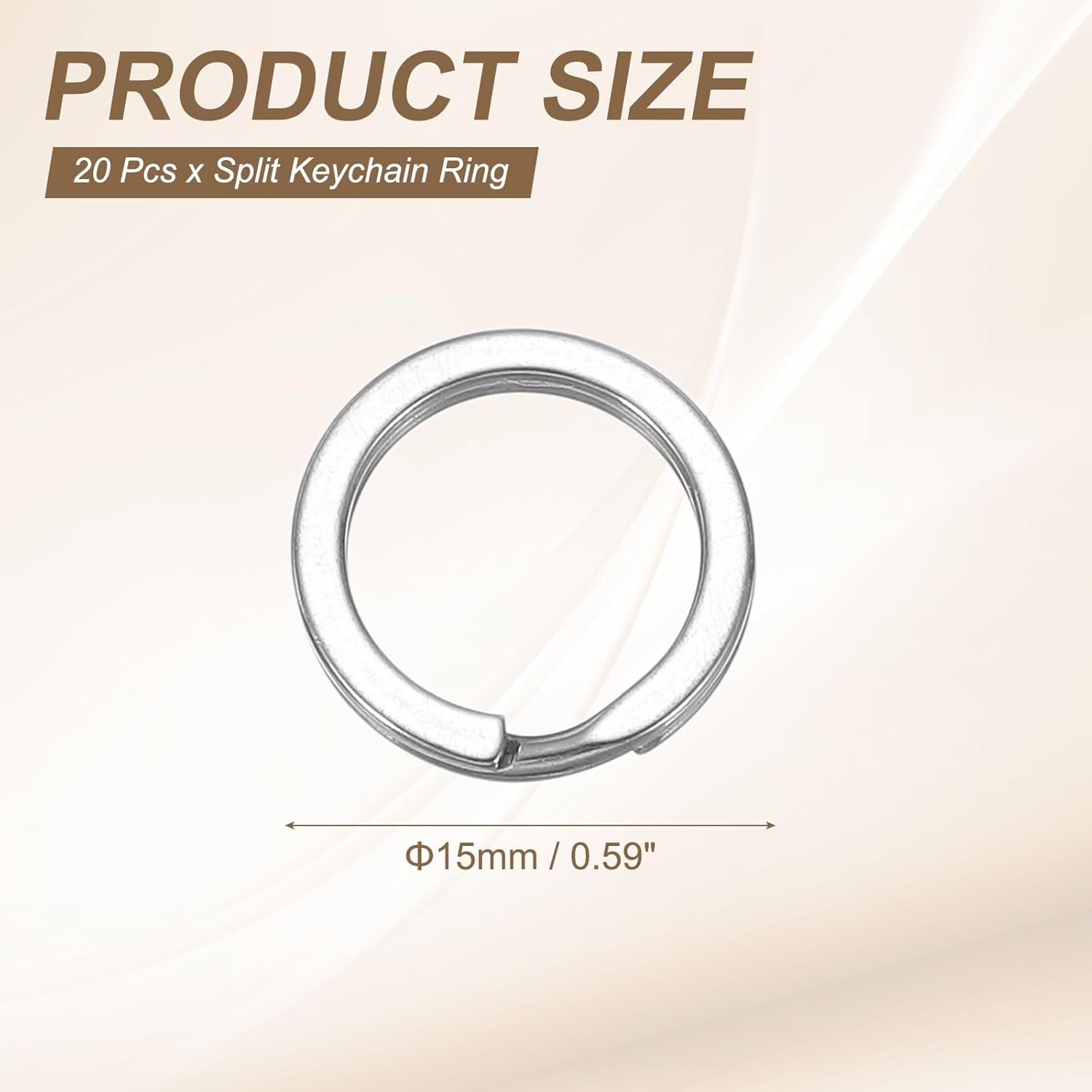 20pcs Split Keychain Rings, 15mm Round Flat Keyrings Stainless Steel Open Key Chain Ring Dog Tag Rings for DIY Keychain Craft Lanyard, 1.5mm Thick, Silver - Image 2