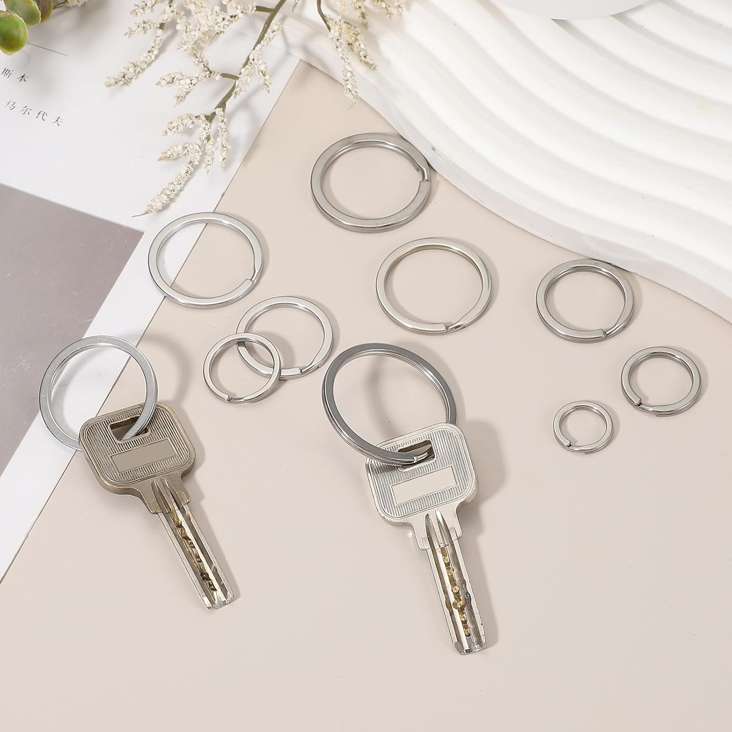 20pcs Split Keychain Rings, 15mm Round Flat Keyrings Stainless Steel Open Key Chain Ring Dog Tag Rings for DIY Keychain Craft Lanyard, 1.5mm Thick, Silver - Image 3