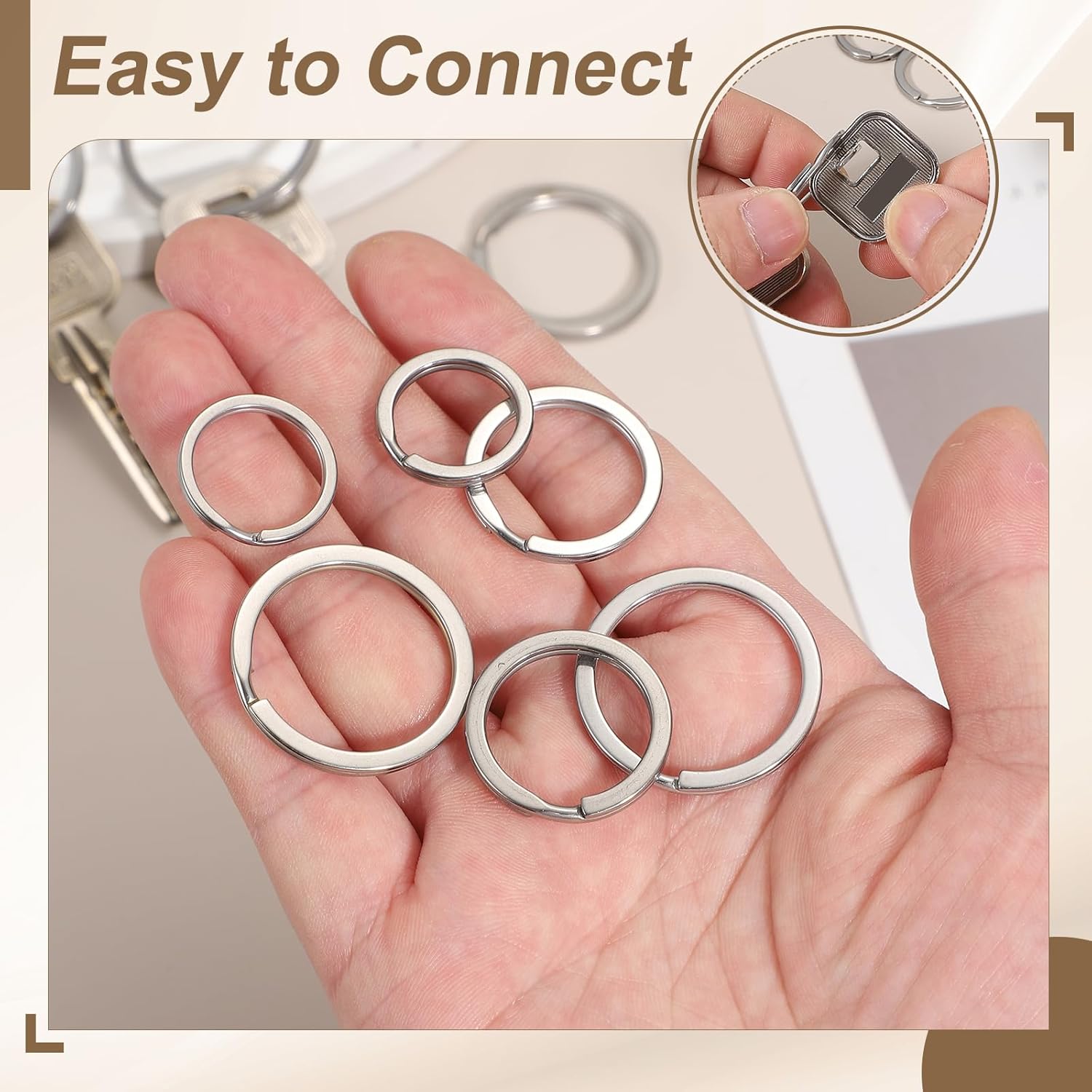 20pcs Split Keychain Rings, 15mm Round Flat Keyrings Stainless Steel Open Key Chain Ring Dog Tag Rings for DIY Keychain Craft Lanyard, 1.5mm Thick, Silver - Image 5