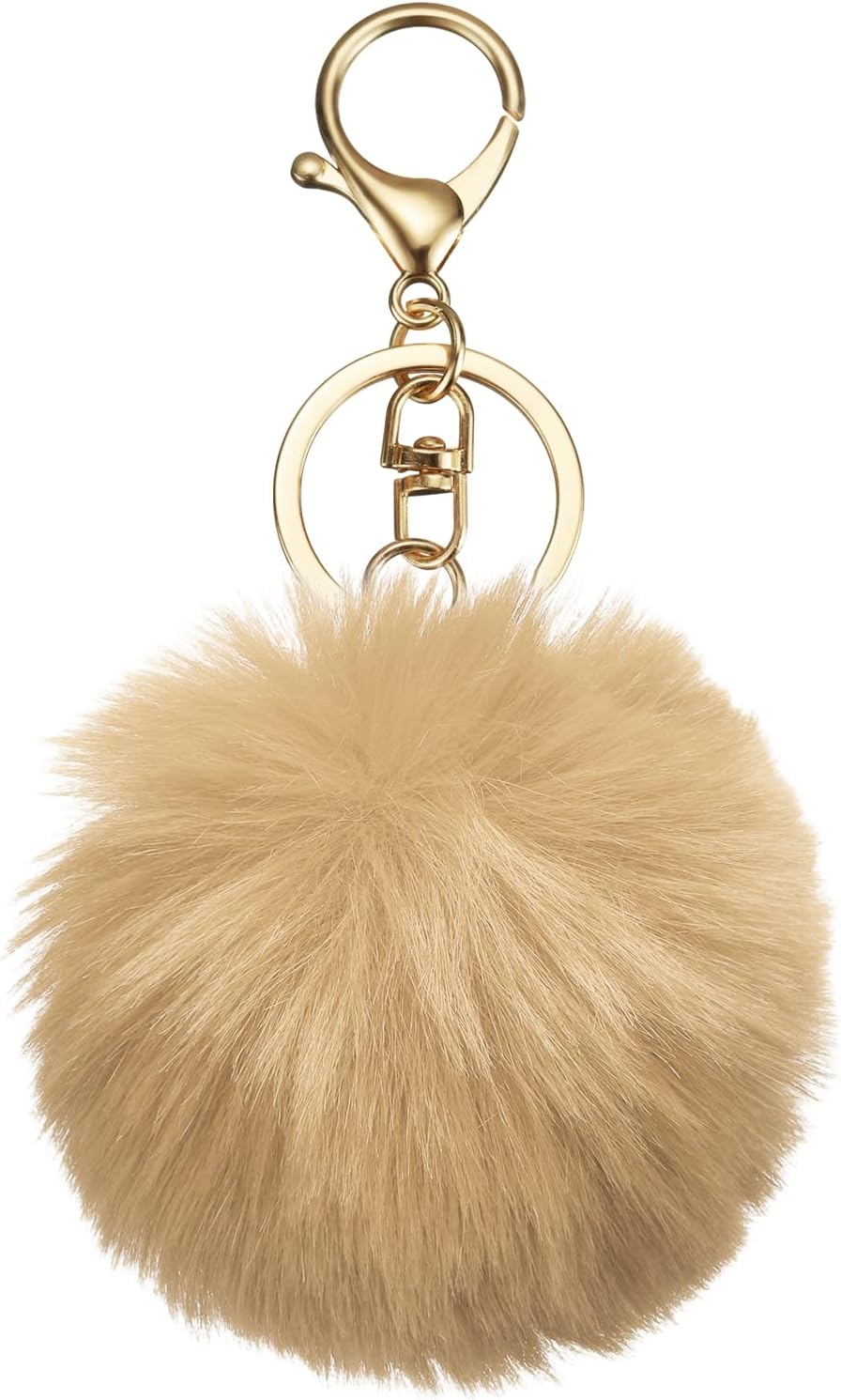 Pom Pom Keychain, Faux Rabbit Fur Fluffy Pompoms Keyring for Women Purse Handbag Bag Pendant DIY Crafts - Image 1