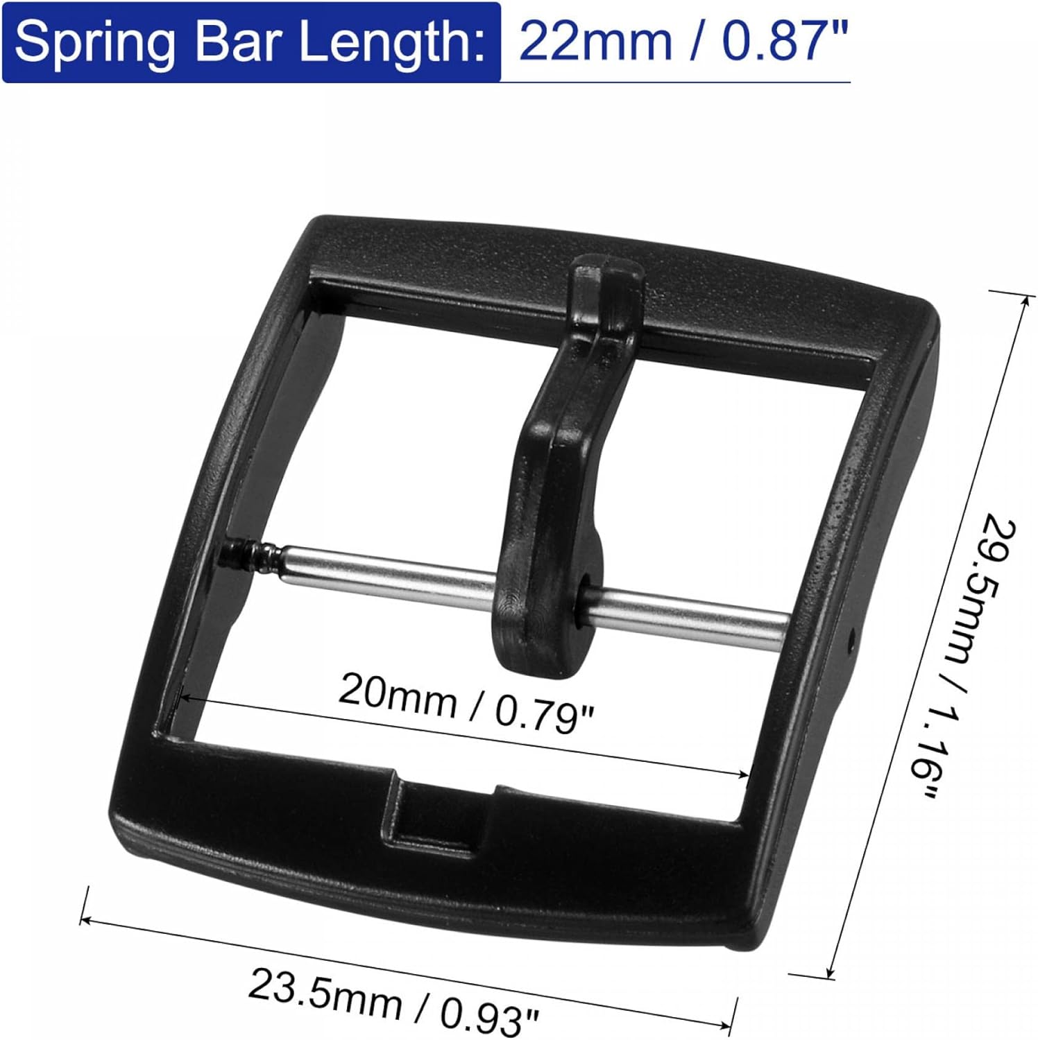 Watch Strap Clasp Replacement Plastic Buckle for 20mm Width Watch Bands Black 2 Pcs - Image 2