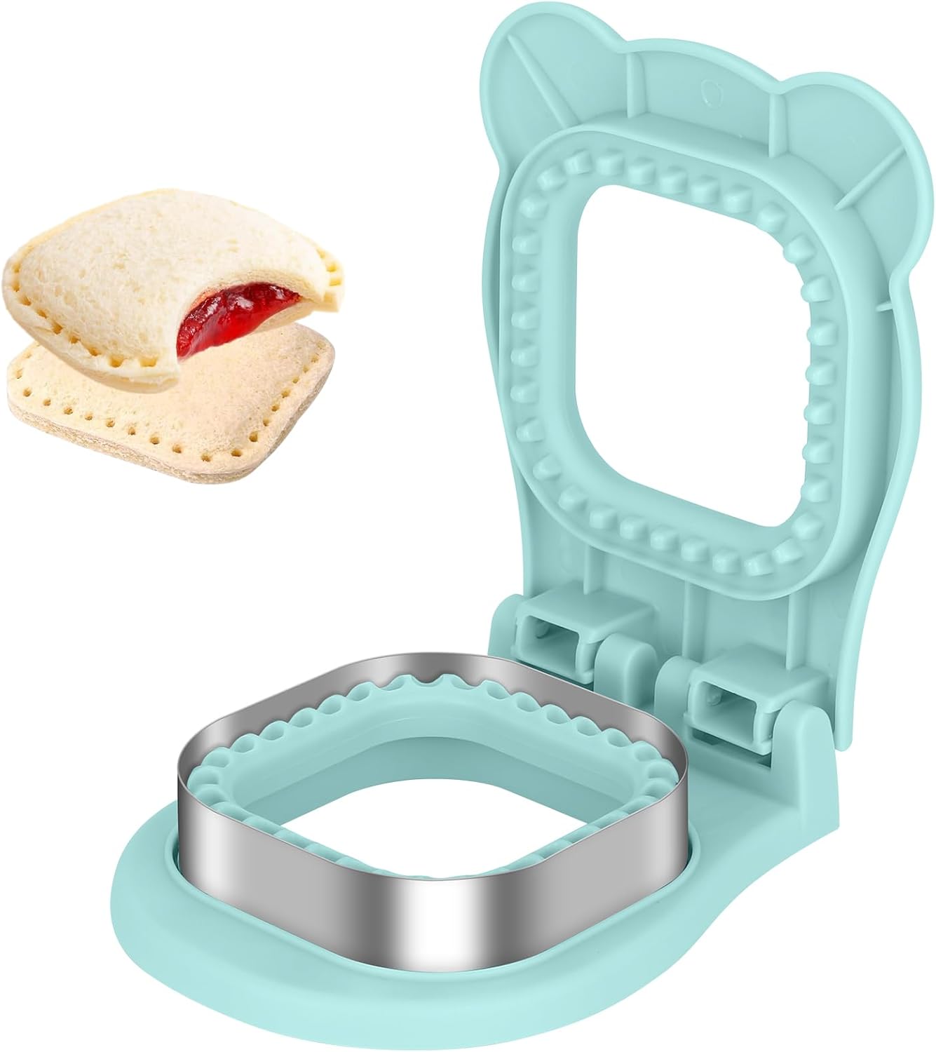 Uncrustable Sandwich Cutter Maker – Sandwich Sealer and Cutter for Lunchbox and Breakfast, Square Shape, Light Blue - Image 1