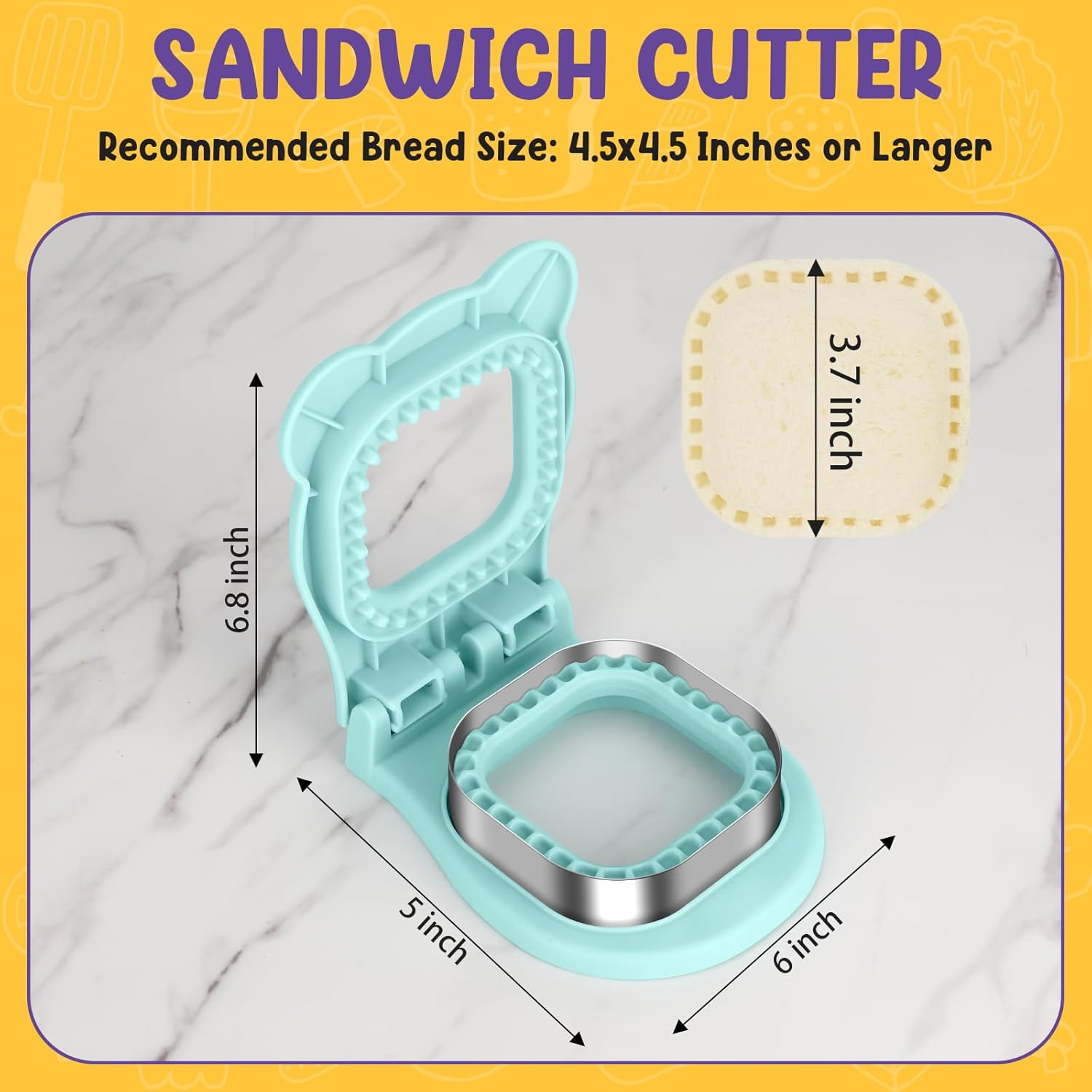 Uncrustable Sandwich Cutter Maker – Sandwich Sealer and Cutter for Lunchbox and Breakfast, Square Shape, Light Blue - Image 5