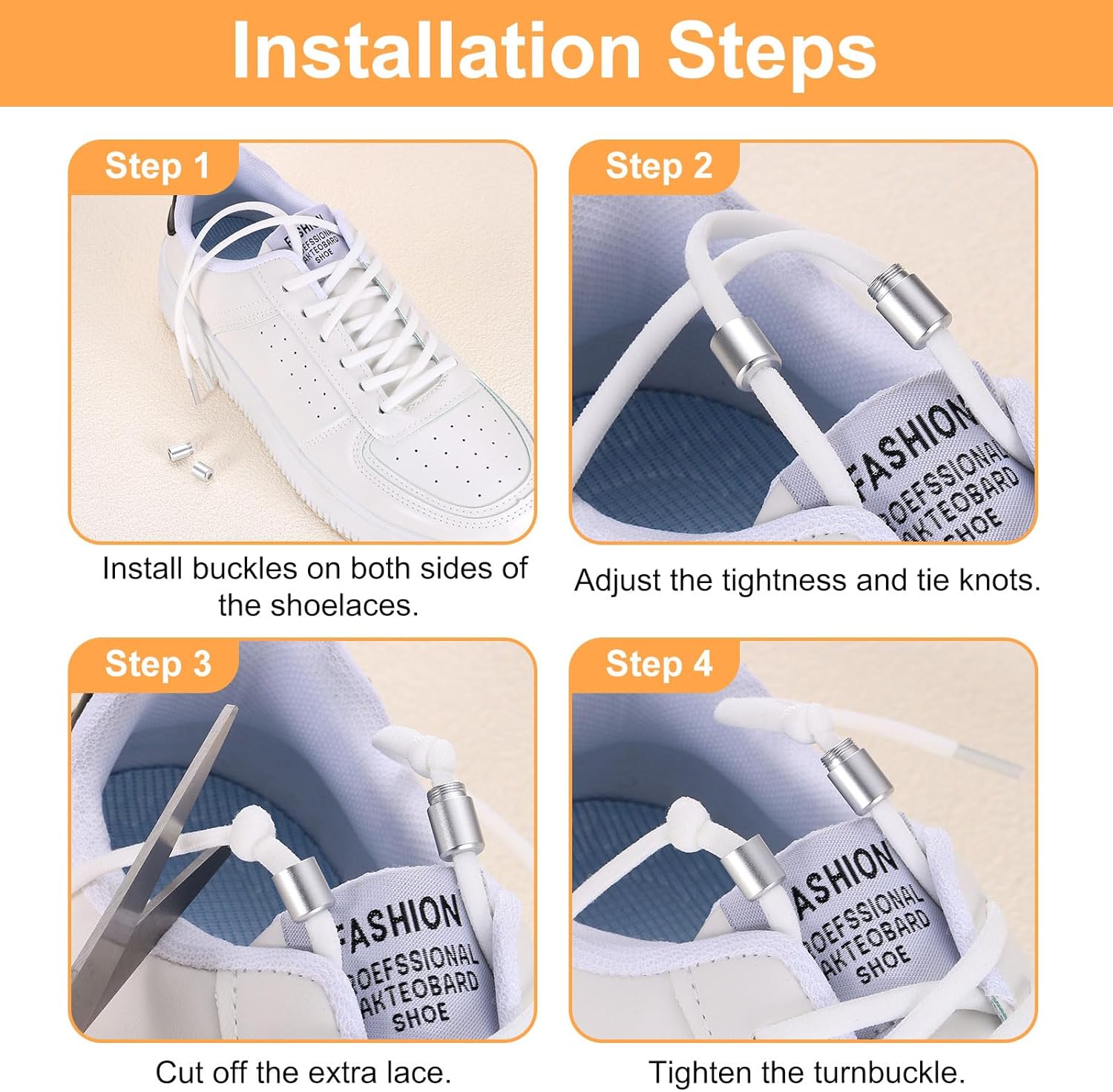 Shoe Laces Buckle Lock Alloy No Tie Shoelace Turnbuckle for Sneaker Casual Shoes - Image 3