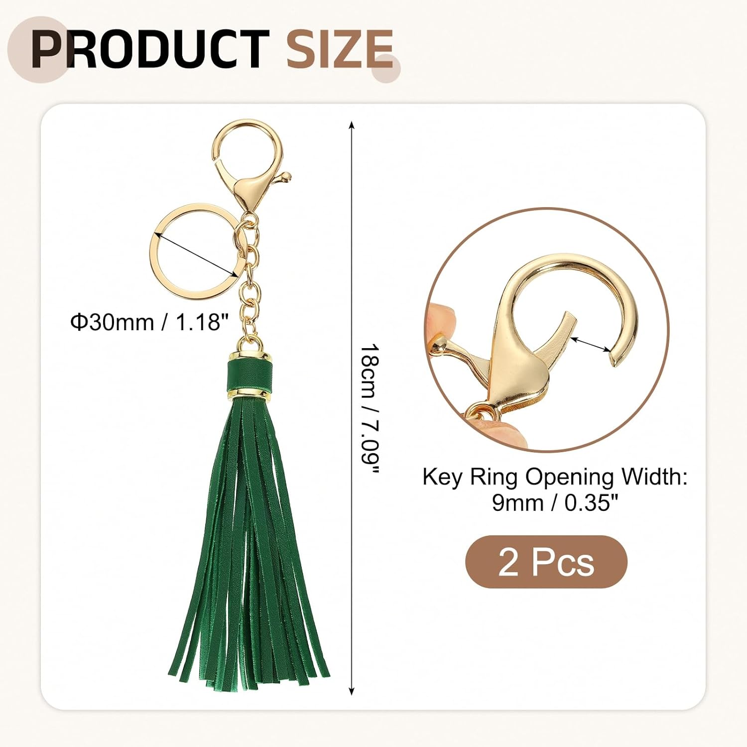 Leather Keychain Tassels, Women Tassel Bag Charm with Lobster Clasp Key Ring for Handbag Purse - Image 2