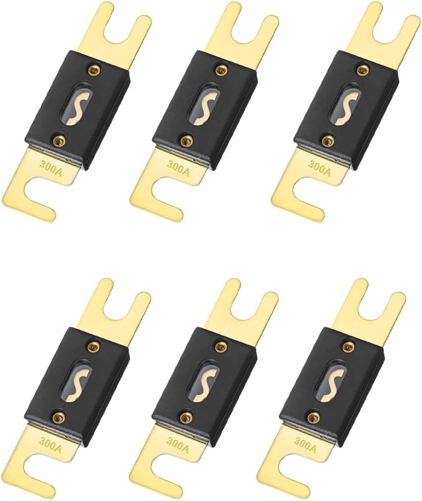 6PCS 300Amp/300A ANL Fuse, Blade Fuse for Marine Car Vehicle Audio and Video System, ANL Inline Fuse Gold Plated Fuse 32V for Inverters and Other Current Applications (300Amp) - Image 1