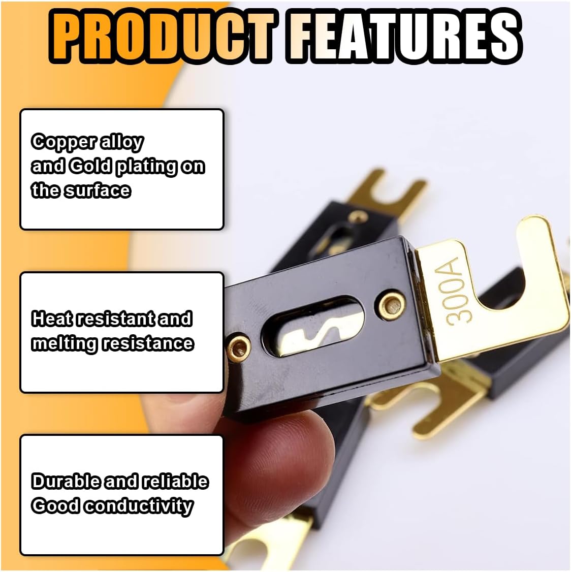 6PCS 300Amp/300A ANL Fuse, Blade Fuse for Marine Car Vehicle Audio and Video System, ANL Inline Fuse Gold Plated Fuse 32V for Inverters and Other Current Applications (300Amp) - Image 4