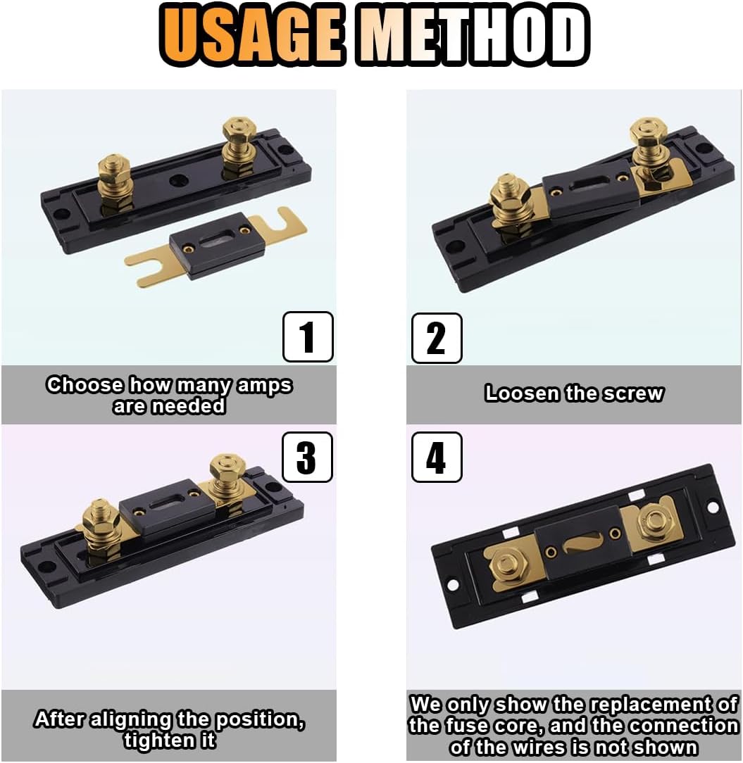 6PCS 300Amp/300A ANL Fuse, Blade Fuse for Marine Car Vehicle Audio and Video System, ANL Inline Fuse Gold Plated Fuse 32V for Inverters and Other Current Applications (300Amp) - Image 6