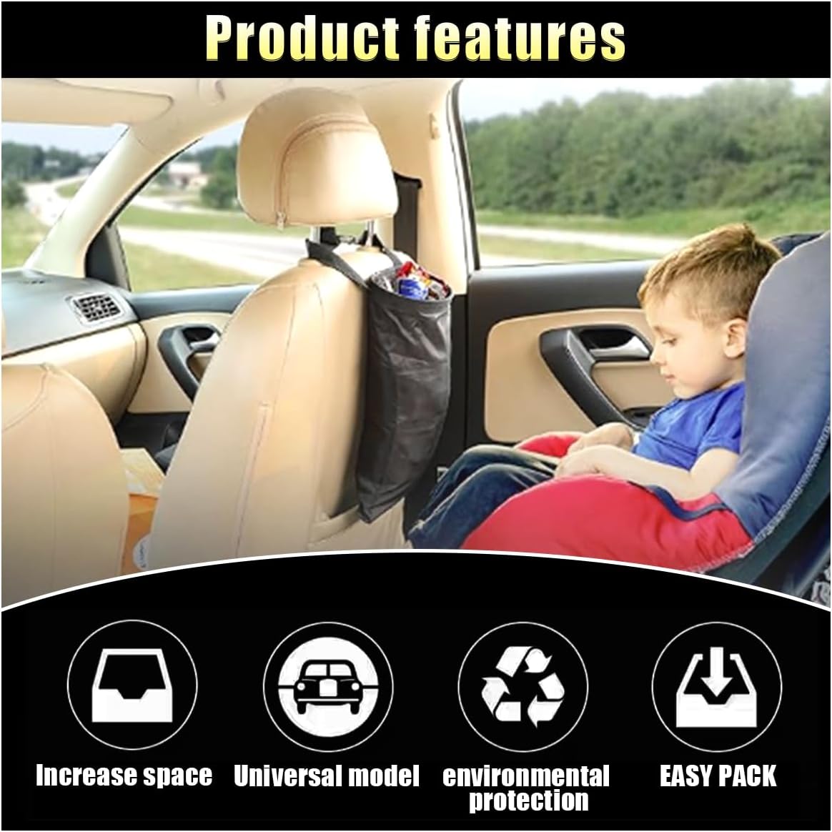 2PCS Car Trash Bag, Auto Portable Trash Can Universal Hanging Car Garbage Bag, Waterproof Garbage Can with Elastic Opening, Car Organizer Auto Accessories for Car, Home, Outdoor - Image 4
