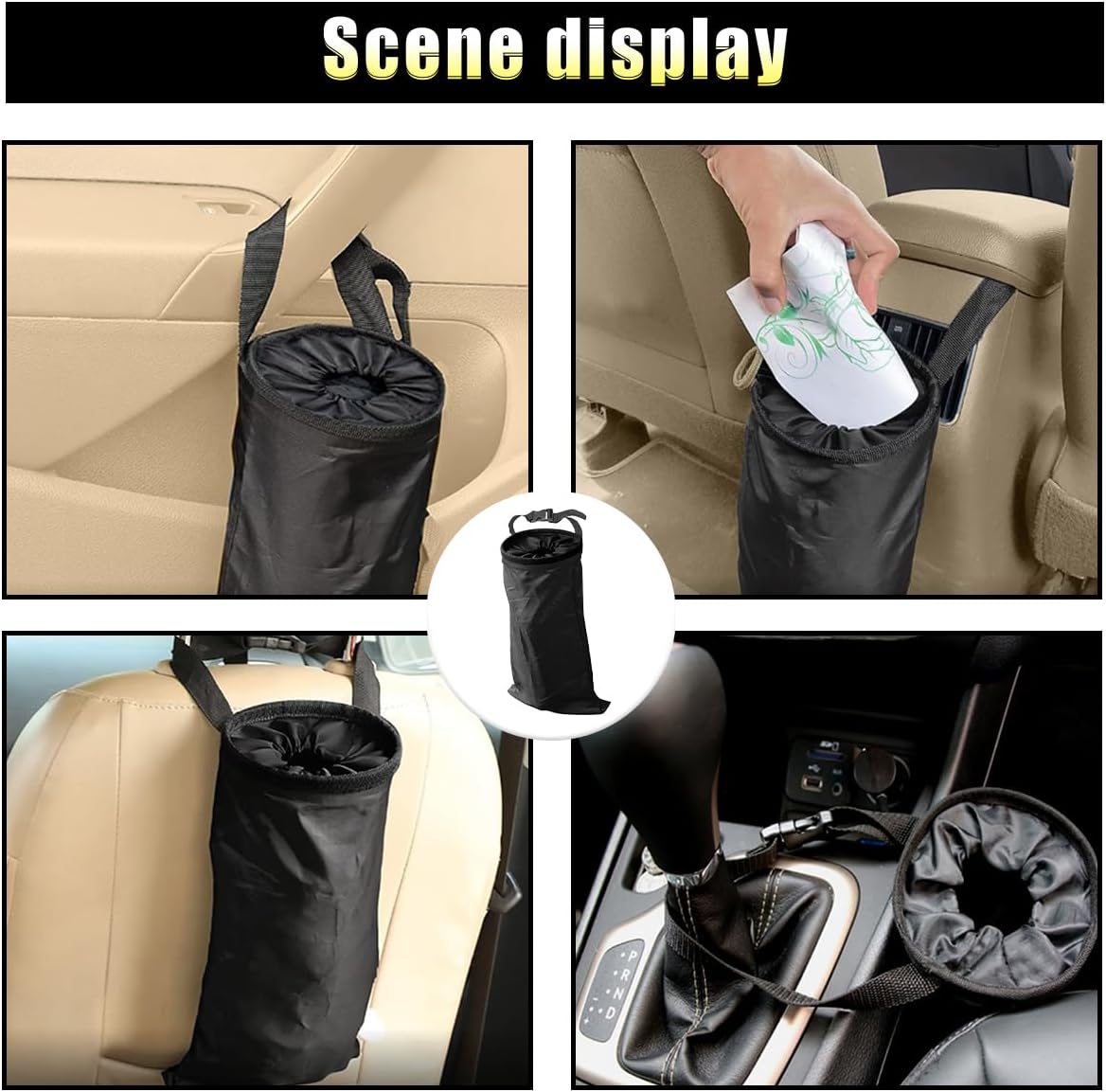 2PCS Car Trash Bag, Auto Portable Trash Can Universal Hanging Car Garbage Bag, Waterproof Garbage Can with Elastic Opening, Car Organizer Auto Accessories for Car, Home, Outdoor - Image 5