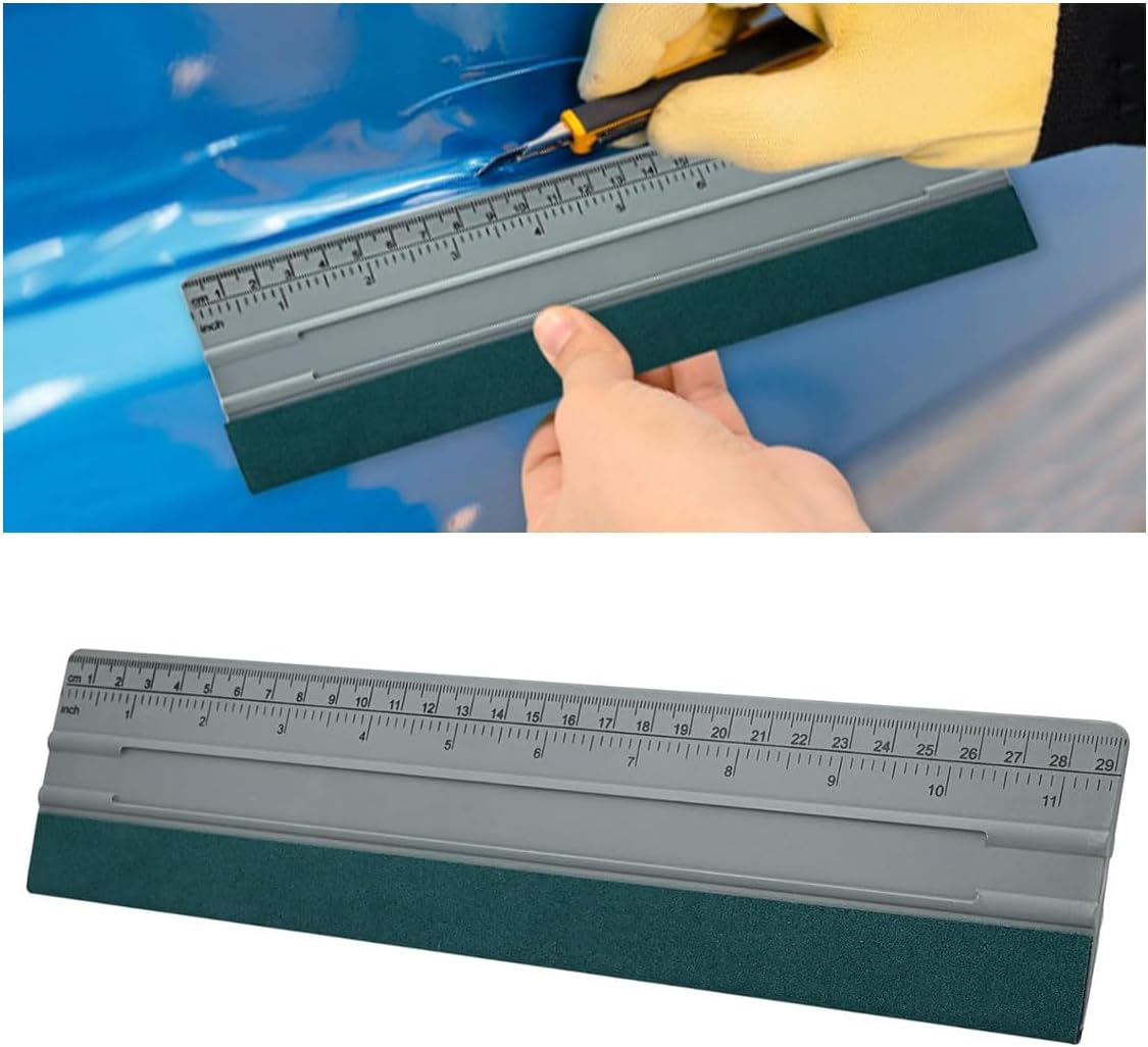12 Inch Vinyl Wrap Squeegee, Window Tint Squeegee Installation Tool with Ruler 15CM & Suede Felt Edge, Car Vinyl Wrap Scraper Tool for Sign-Making Graphic Wallpaper Film Smoothing (12 Inch) - Image 1