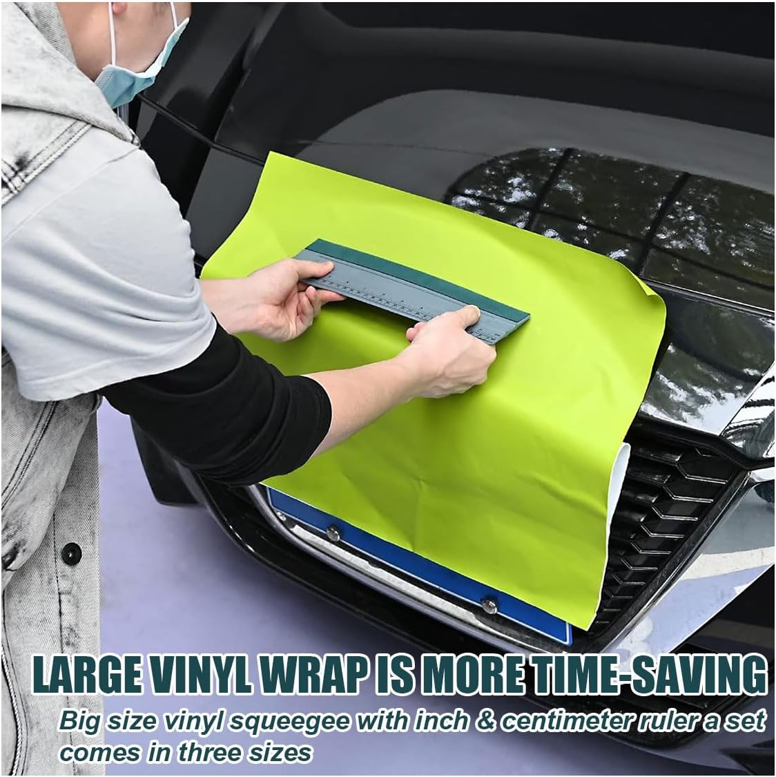 12 Inch Vinyl Wrap Squeegee, Window Tint Squeegee Installation Tool with Ruler 15CM & Suede Felt Edge, Car Vinyl Wrap Scraper Tool for Sign-Making Graphic Wallpaper Film Smoothing (12 Inch) - Image 5