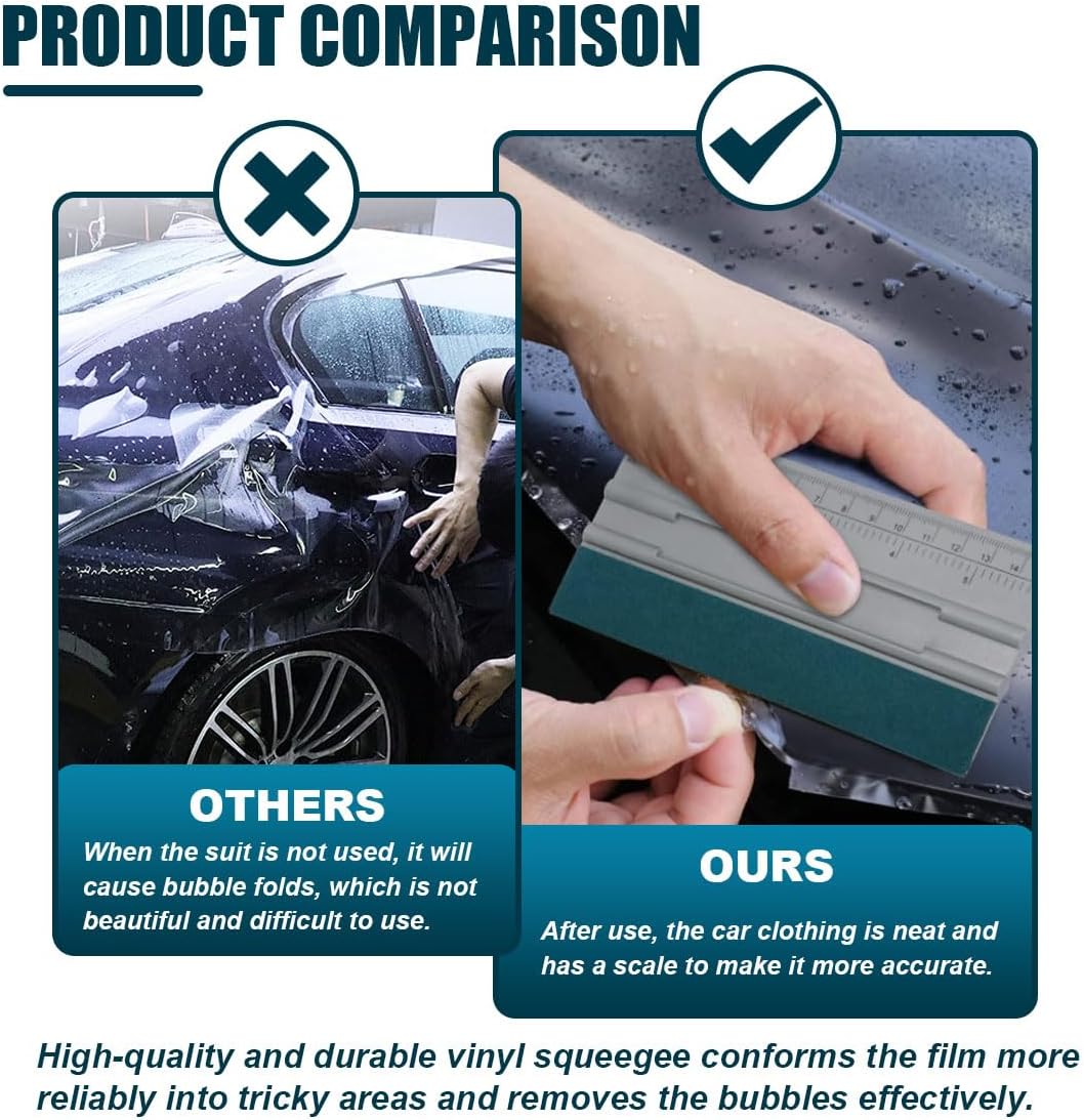 12 Inch Vinyl Wrap Squeegee, Window Tint Squeegee Installation Tool with Ruler 15CM & Suede Felt Edge, Car Vinyl Wrap Scraper Tool for Sign-Making Graphic Wallpaper Film Smoothing (12 Inch) - Image 6