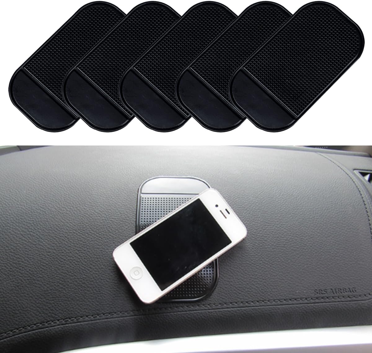 5PCS Car Dashboard Non-Slip Mat, Anti-Slide Sticky Multifunctional Pads for Auto Dashboard, Cell Phone Bracket Mat, Fit for Cell Phones, Keys, Sunglasses, GPS, Coins, Mirrors - Image 1