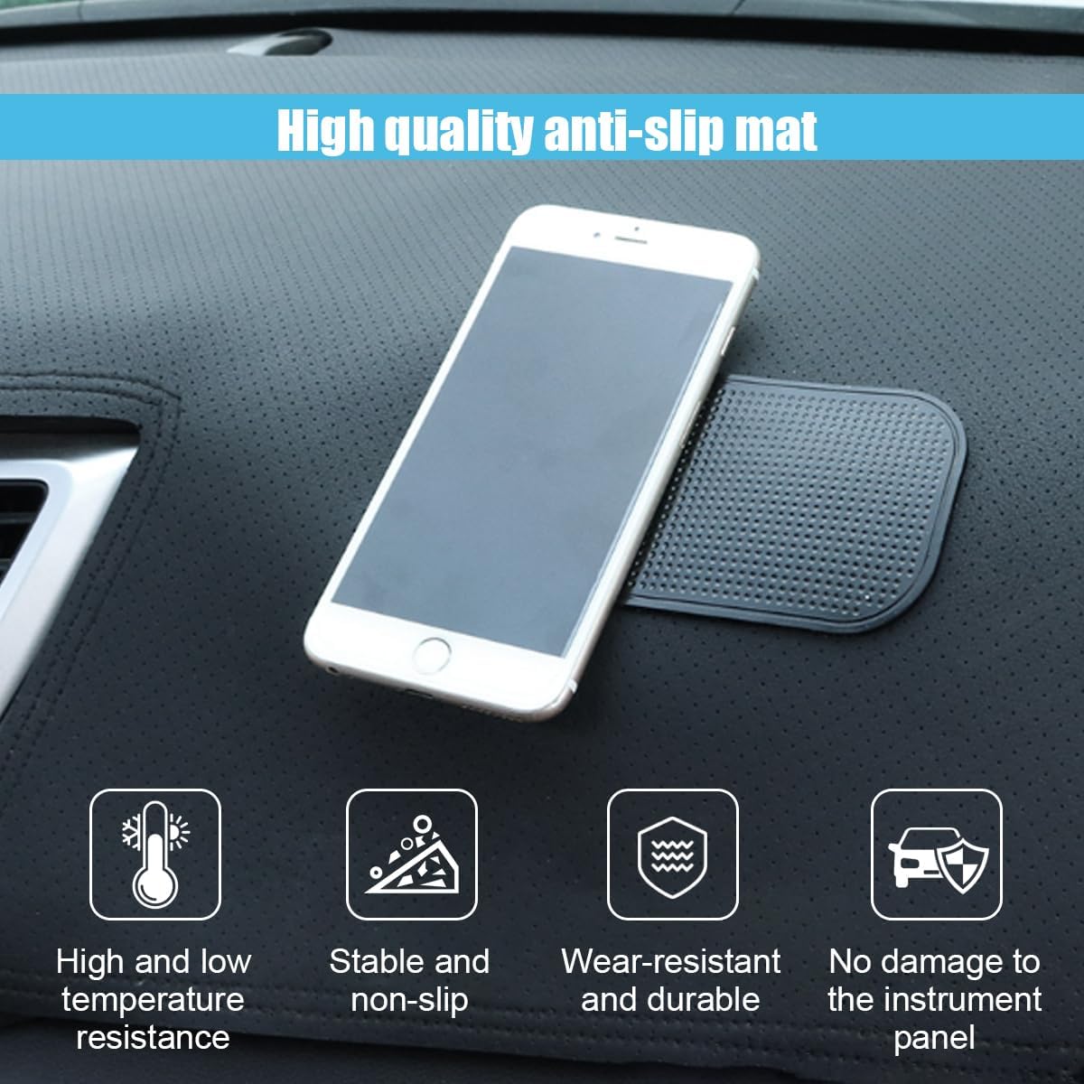 5PCS Car Dashboard Non-Slip Mat, Anti-Slide Sticky Multifunctional Pads for Auto Dashboard, Cell Phone Bracket Mat, Fit for Cell Phones, Keys, Sunglasses, GPS, Coins, Mirrors - Image 3