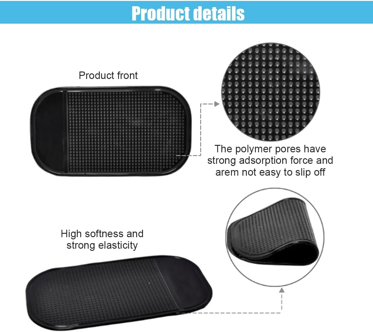 5PCS Car Dashboard Non-Slip Mat, Anti-Slide Sticky Multifunctional Pads for Auto Dashboard, Cell Phone Bracket Mat, Fit for Cell Phones, Keys, Sunglasses, GPS, Coins, Mirrors - Image 4