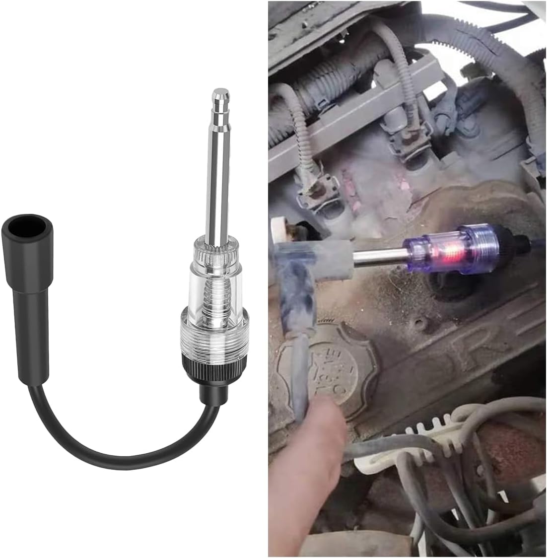 Inline Spark Plug Tester, Straight Boot Ignition Coil Tester Light, Car Small Engine Spark Tester, Armature Diagnostic Detector Tool for Car Lawnmower Internal External Engine (1 PC) - Image 1