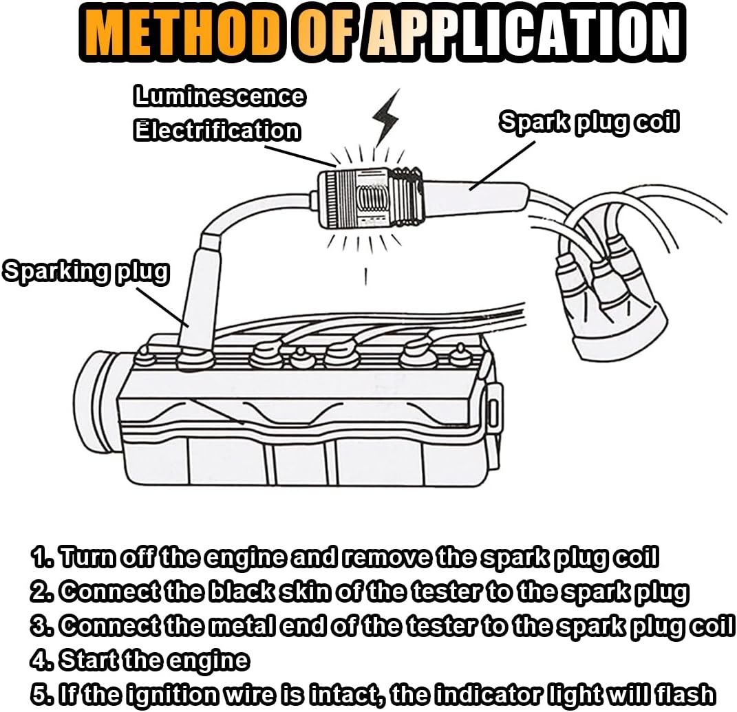 Inline Spark Plug Tester, Straight Boot Ignition Coil Tester Light, Car Small Engine Spark Tester, Armature Diagnostic Detector Tool for Car Lawnmower Internal External Engine (1 PC) - Image 6