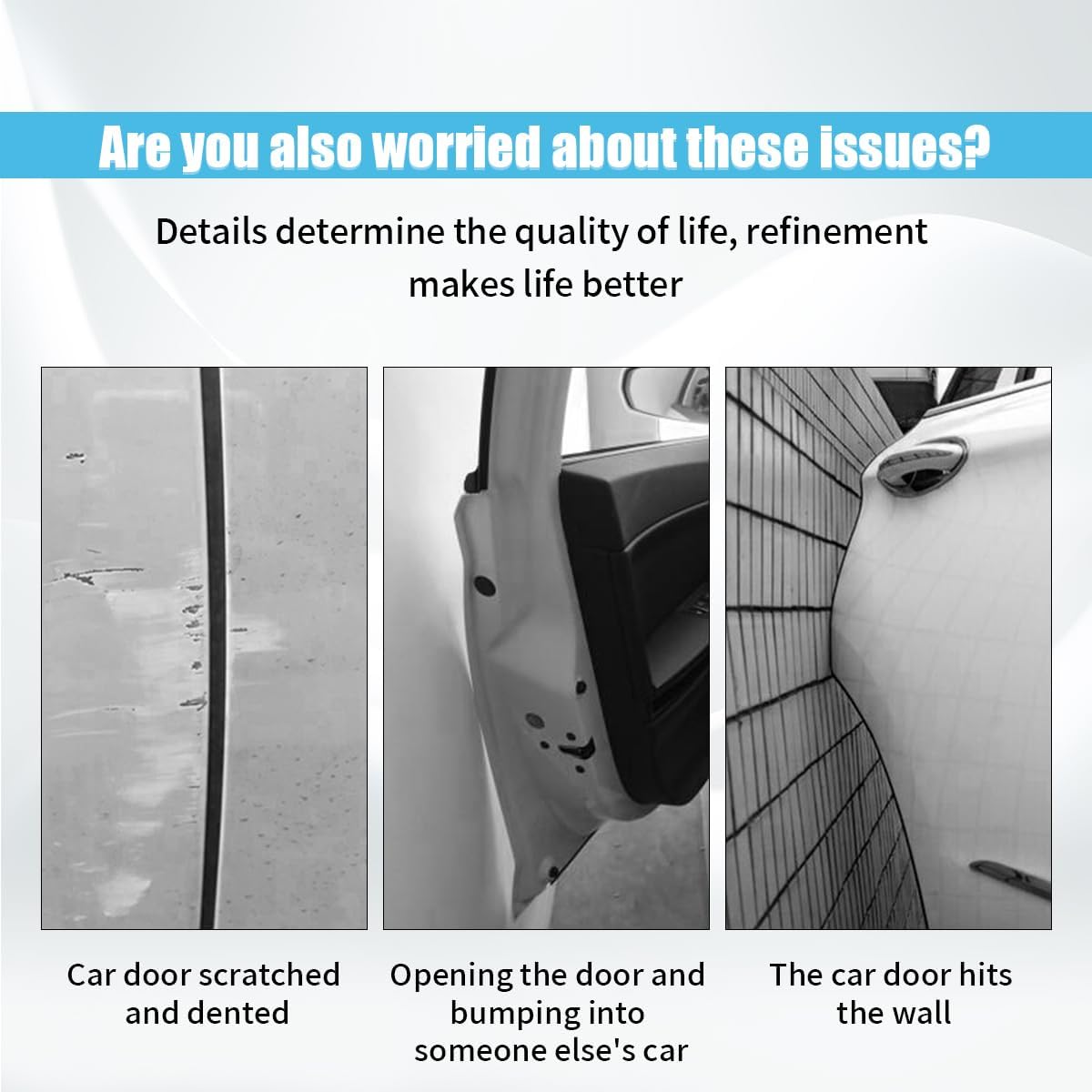 4PCS Car Door Edge Guards, Auto Side Door Protector Car Door Self Adhesive Anti-Collision Trim Strip, Universal Car Body Anti-Scratch Bumper Guard for Car SUV Truck (Black) - Image 3
