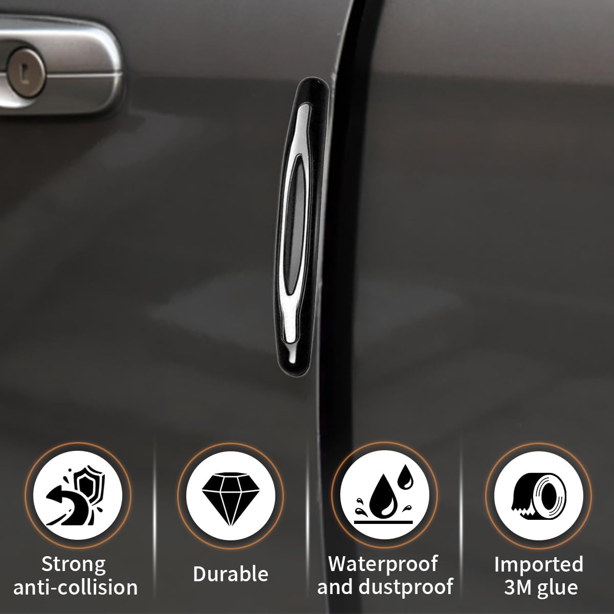 4PCS Car Door Edge Guards, Auto Side Door Protector Car Door Self Adhesive Anti-Collision Trim Strip, Universal Car Body Anti-Scratch Bumper Guard for Car SUV Truck (Black) - Image 4
