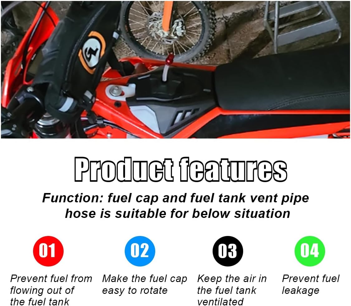 5PCS Motorcycle Gas Fuel Tank Cap Breather Hose, Universal CNC Gas Cap Valve Vent, Breathing Valve Tube Compatible with ATV Quad CRF YZF RMZ KLX DRZ Pit Dirt Bike Motorcycle - Image 3