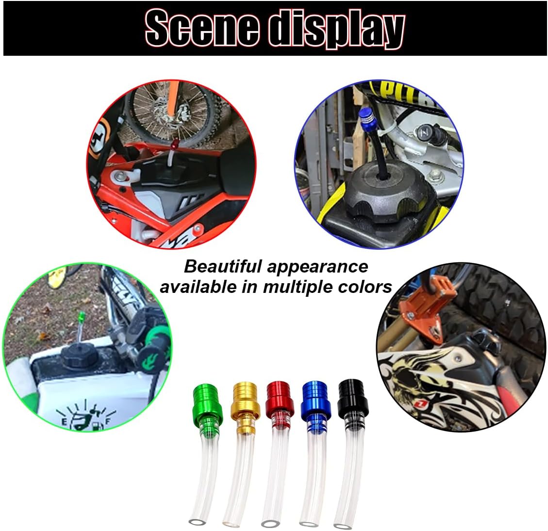 5PCS Motorcycle Gas Fuel Tank Cap Breather Hose, Universal CNC Gas Cap Valve Vent, Breathing Valve Tube Compatible with ATV Quad CRF YZF RMZ KLX DRZ Pit Dirt Bike Motorcycle - Image 4