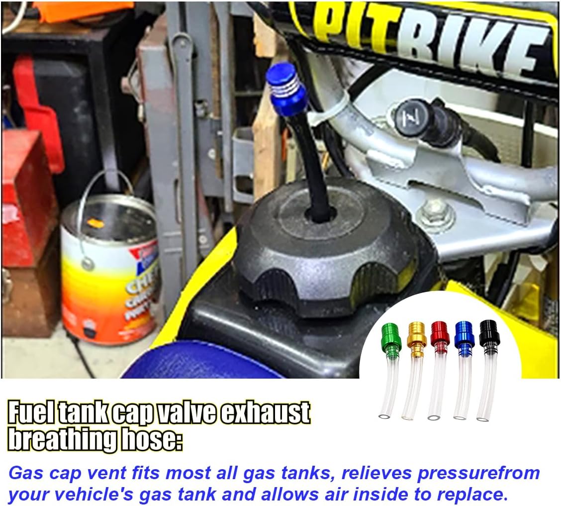 5PCS Motorcycle Gas Fuel Tank Cap Breather Hose, Universal CNC Gas Cap Valve Vent, Breathing Valve Tube Compatible with ATV Quad CRF YZF RMZ KLX DRZ Pit Dirt Bike Motorcycle - Image 5