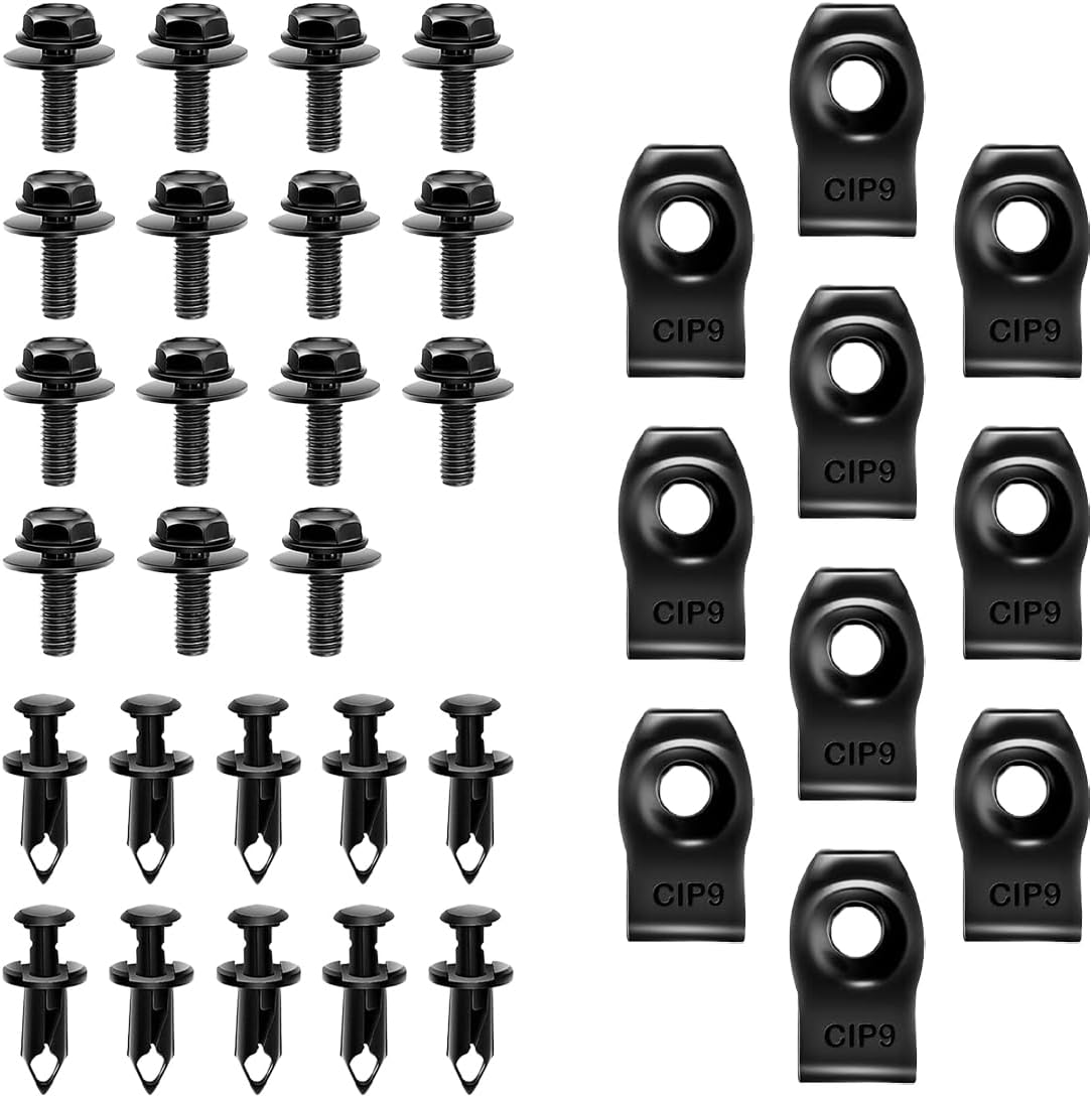 35PCS Car Body Bolts & Extruded U-Nuts Clips Kit - Bumper Fenders Liner Push Retainer Fastener Kit for Engine Under Cover, Universal Splash Shield Guard Bolts Fastener Rivet Clips for Most Cars - Image 1