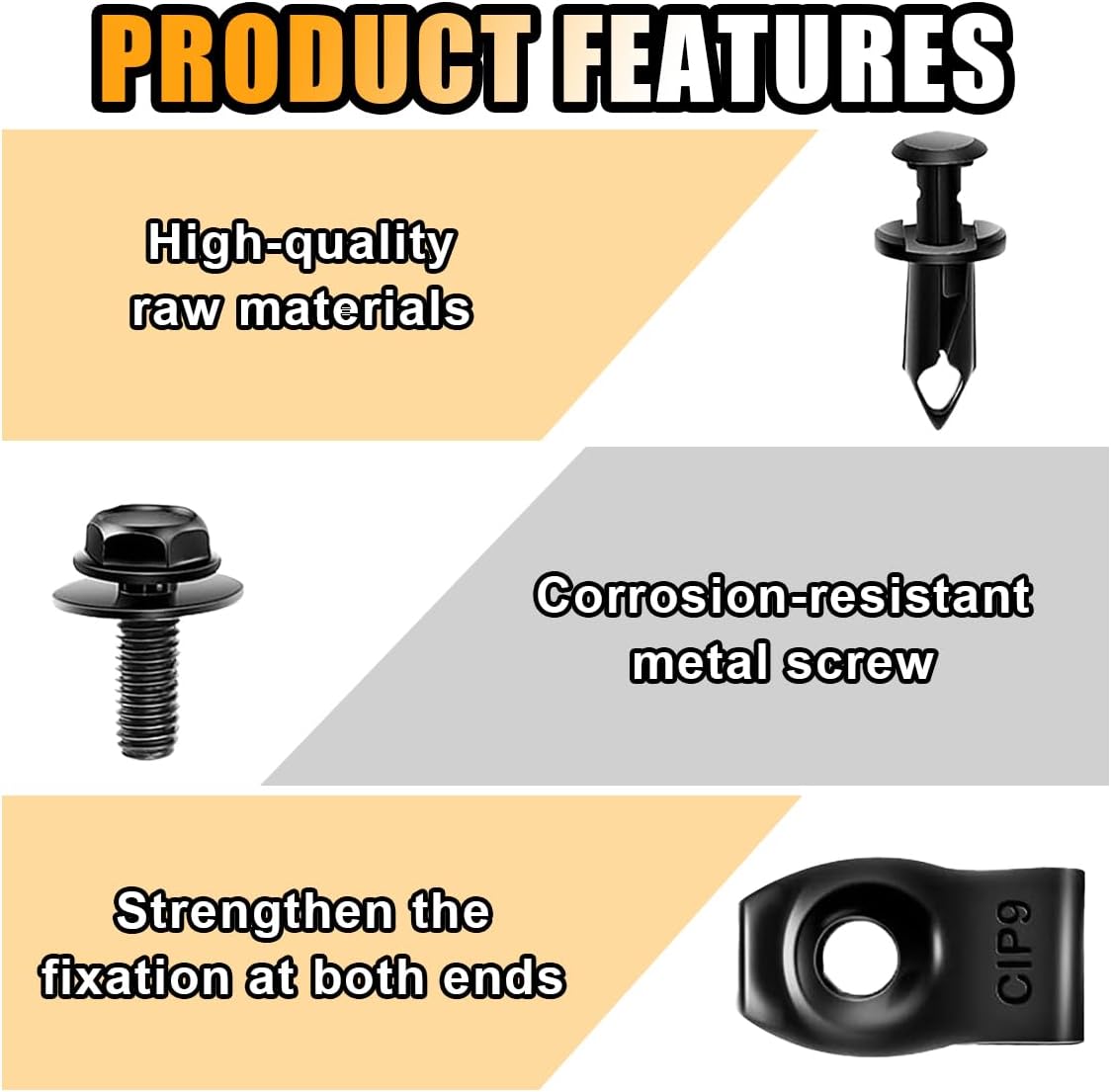35PCS Car Body Bolts & Extruded U-Nuts Clips Kit - Bumper Fenders Liner Push Retainer Fastener Kit for Engine Under Cover, Universal Splash Shield Guard Bolts Fastener Rivet Clips for Most Cars - Image 3