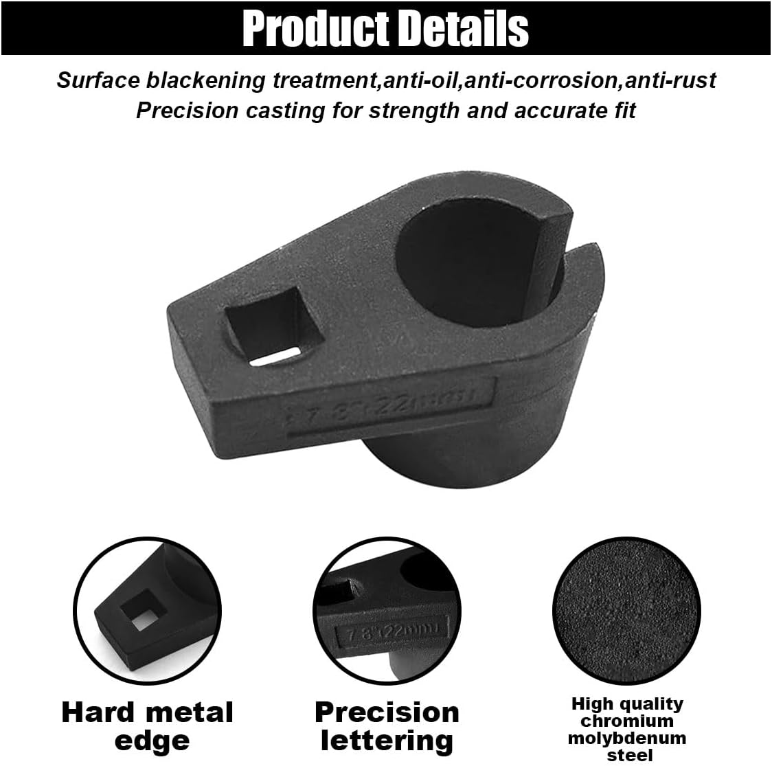 Car Offset Oxygen Sensor Socket, 3/8-Inch Drive, 7/8-Inch (22mm), Side Wire Gate Accesses Sensor for Protect Wire from Damage, Universal Car Accessories for Most Cars (3/8) - Image 4