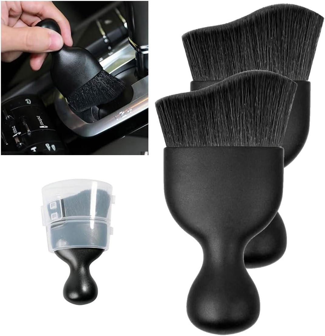 Car Interior Detailing Brush - Curved Soft Bristle Cleaning Brush, Dust Collectors Car Interior Cleaning Tool for Car Dashboard Air Conditioner Vents Leather, No Scratches (Black/2PCS) - Image 1
