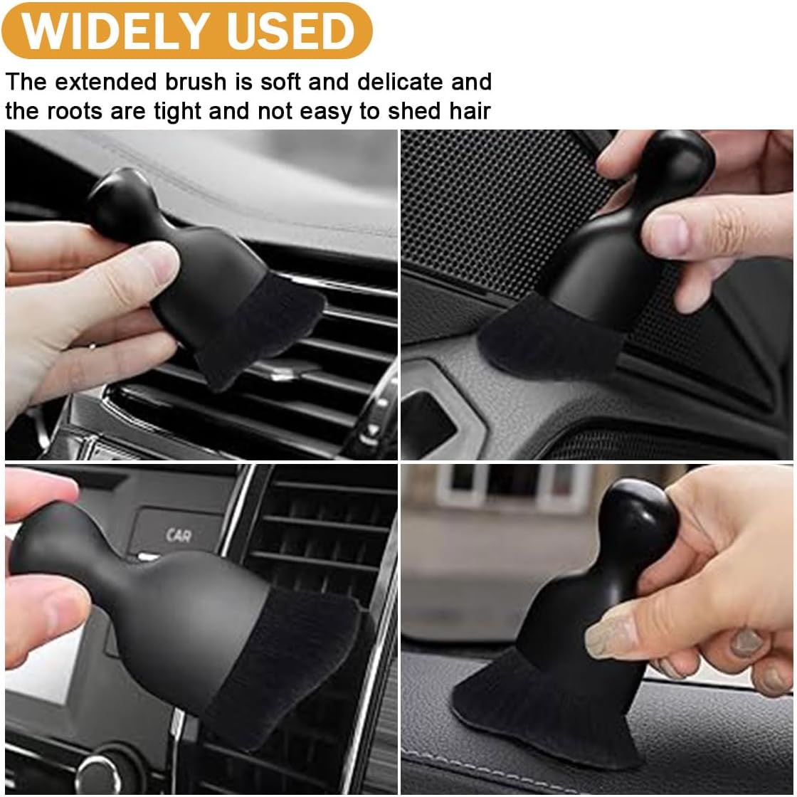 Car Interior Detailing Brush - Curved Soft Bristle Cleaning Brush, Dust Collectors Car Interior Cleaning Tool for Car Dashboard Air Conditioner Vents Leather, No Scratches (Black/2PCS) - Image 5