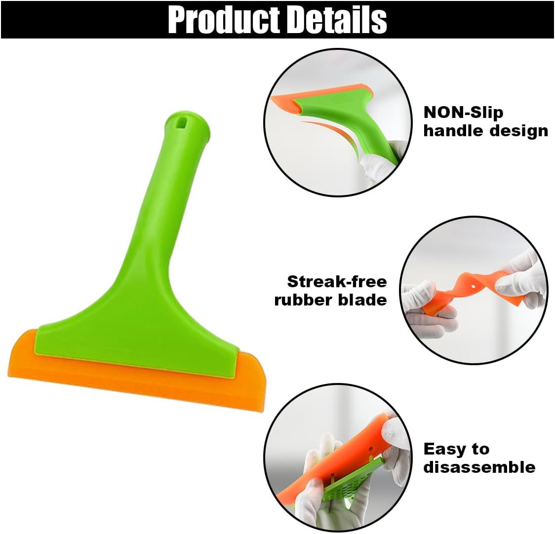 Small Silicone Window Squeegee, Car Windshield Water Blade Scraper, Multifunctional Squeegee with 5.9 Inch Blade and Non-Slip Handle, Auto Cleaning Accessory for Window, Mirror, Glass, Home (Green) - Image 3