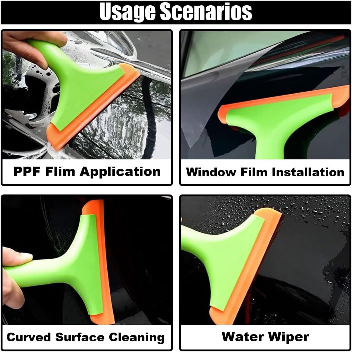Small Silicone Window Squeegee, Car Windshield Water Blade Scraper, Multifunctional Squeegee with 5.9 Inch Blade and Non-Slip Handle, Auto Cleaning Accessory for Window, Mirror, Glass, Home (Green) - Image 5