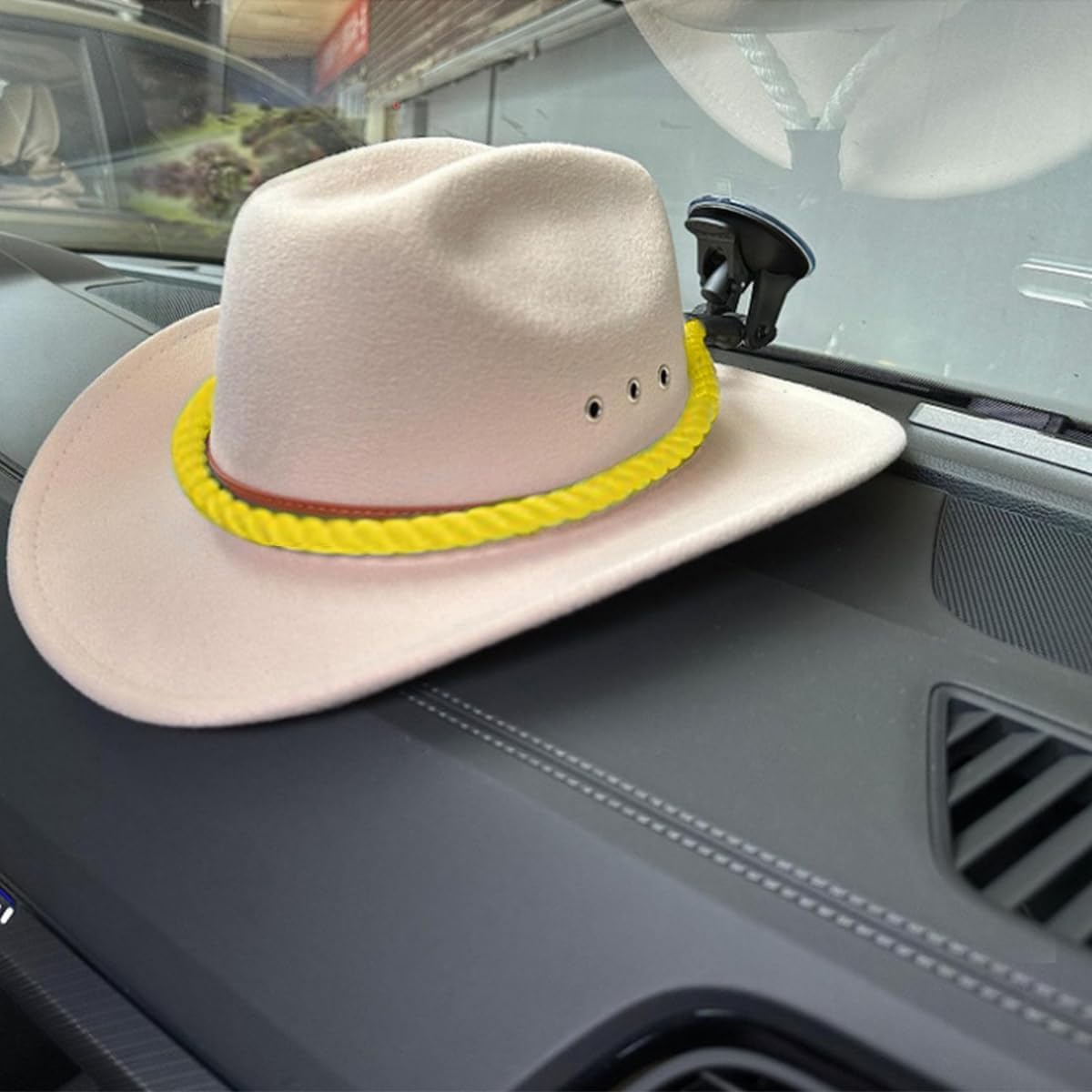 Hat Mounts for Cars, Handmade Rope Cowboy Hat Holder with Suction Cup, Hat Holder Rack to Keeps Your Hat On The Dash, Auto Universal Interior Accessories for Truck, SUV, Car (Yellow) - Image 6