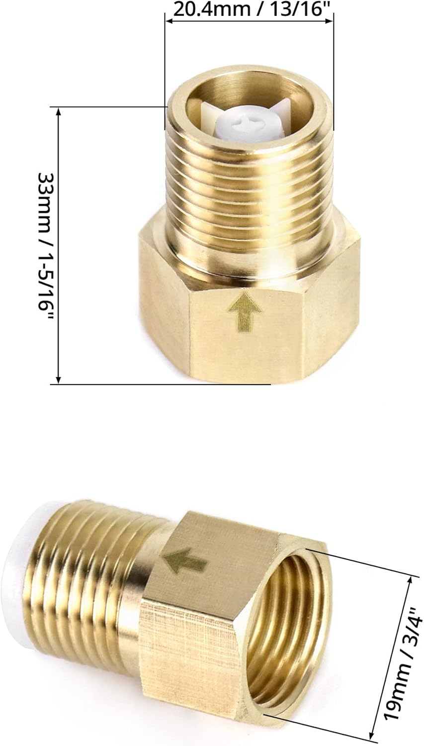 2Pcs Brass One-way Check Valve, 1/2