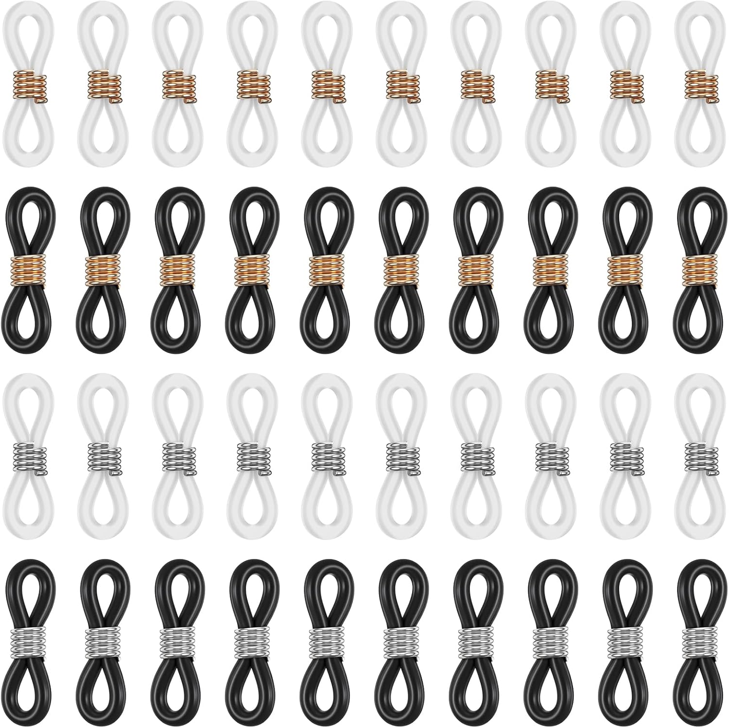 Eyeglass Chain Ends, 40 Pcs Adjustable Silicone Eyeglasses Chain Connector Anti Slip Glasses Chains Rubber Loops Eyeglass Strap Retainer for Eye Glasses Sunglasses Holder Necklace Chains - Image 1