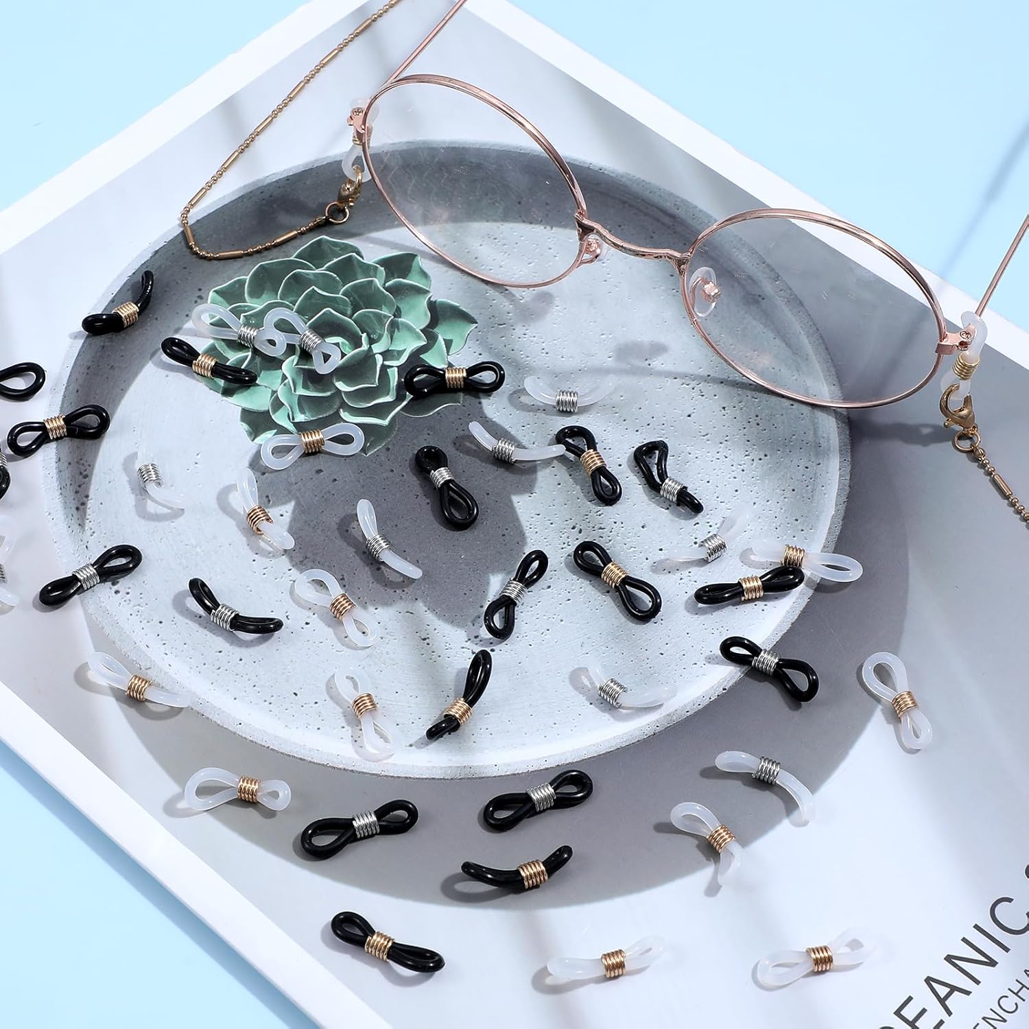 Eyeglass Chain Ends, 40 Pcs Adjustable Silicone Eyeglasses Chain Connector Anti Slip Glasses Chains Rubber Loops Eyeglass Strap Retainer for Eye Glasses Sunglasses Holder Necklace Chains - Image 2