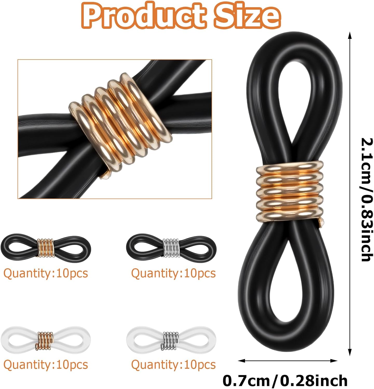 Eyeglass Chain Ends, 40 Pcs Adjustable Silicone Eyeglasses Chain Connector Anti Slip Glasses Chains Rubber Loops Eyeglass Strap Retainer for Eye Glasses Sunglasses Holder Necklace Chains - Image 3