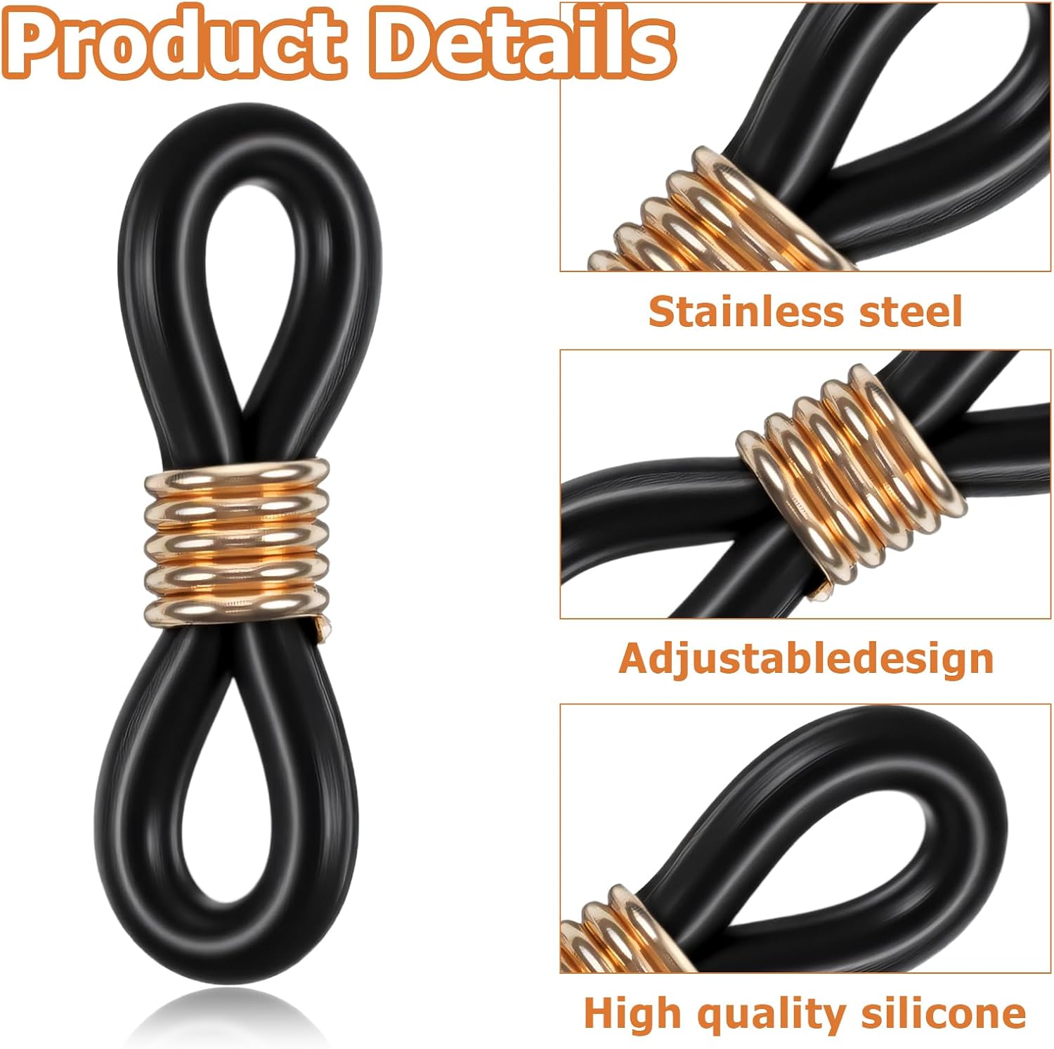 Eyeglass Chain Ends, 40 Pcs Adjustable Silicone Eyeglasses Chain Connector Anti Slip Glasses Chains Rubber Loops Eyeglass Strap Retainer for Eye Glasses Sunglasses Holder Necklace Chains - Image 4