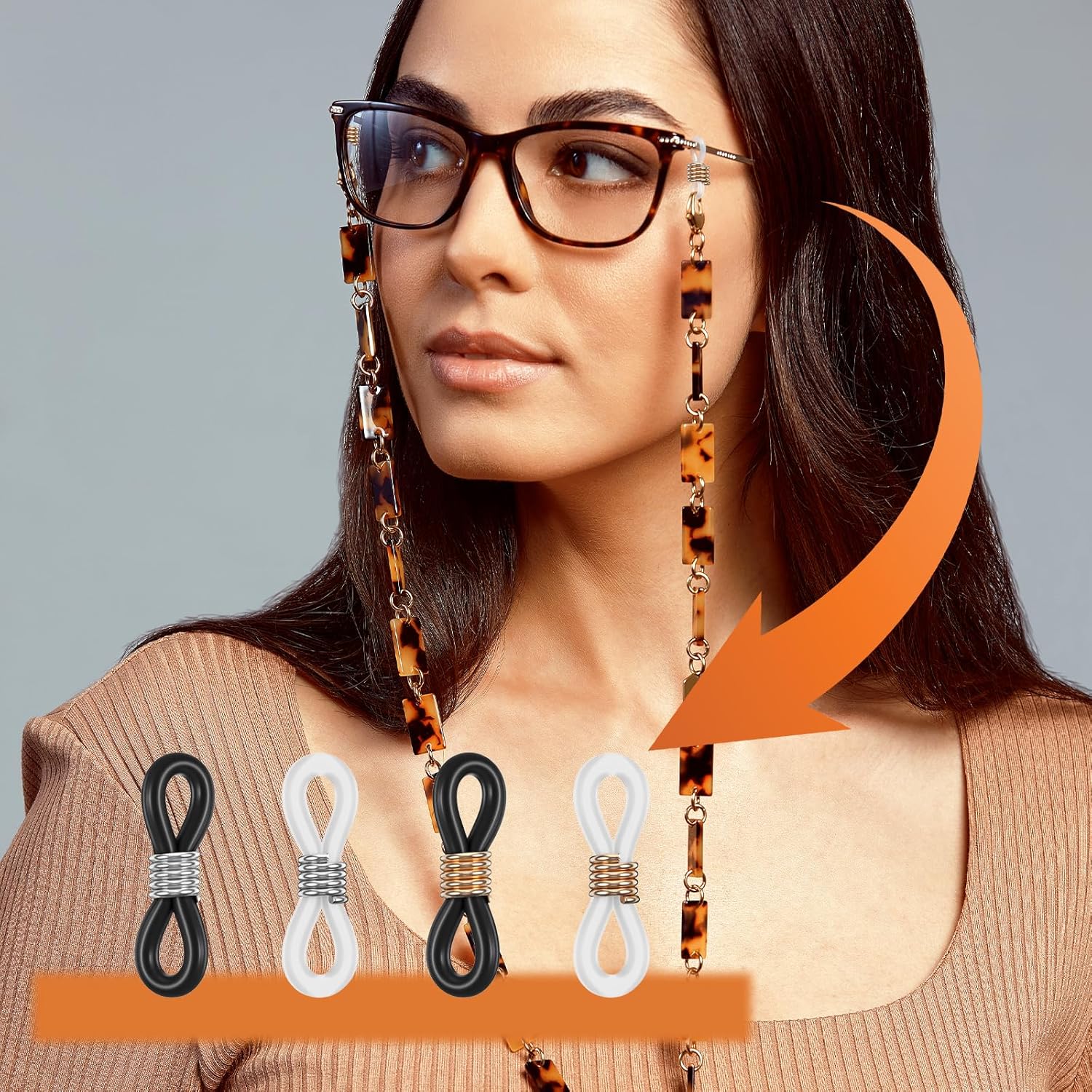 Eyeglass Chain Ends, 40 Pcs Adjustable Silicone Eyeglasses Chain Connector Anti Slip Glasses Chains Rubber Loops Eyeglass Strap Retainer for Eye Glasses Sunglasses Holder Necklace Chains - Image 5
