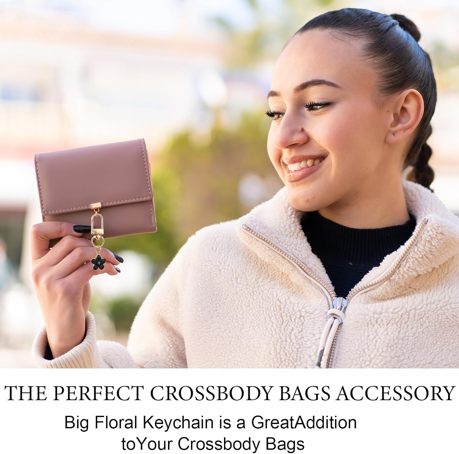 Cute Flower Keychain for Women, 6 Pcs Aesthetic Keychains Purse Charms Zipper Pull Charm Handbag Charms Bag Charms for Handbags Backpack Purse Accessories Car Keys Birthday Valentine Day Gifts - Image 5