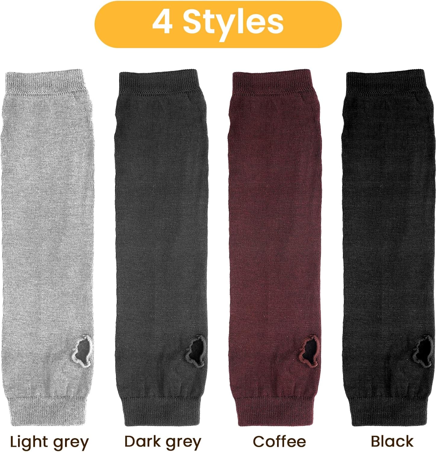 4 Pairs Arm Warmers Women Winter Long Fingerless Gloves Knit Mitten Elbow Length Gloves with Thumb Hole, Warm and Comfortable (Black, Coffee, Dark Gray, Light Gray) - Image 2