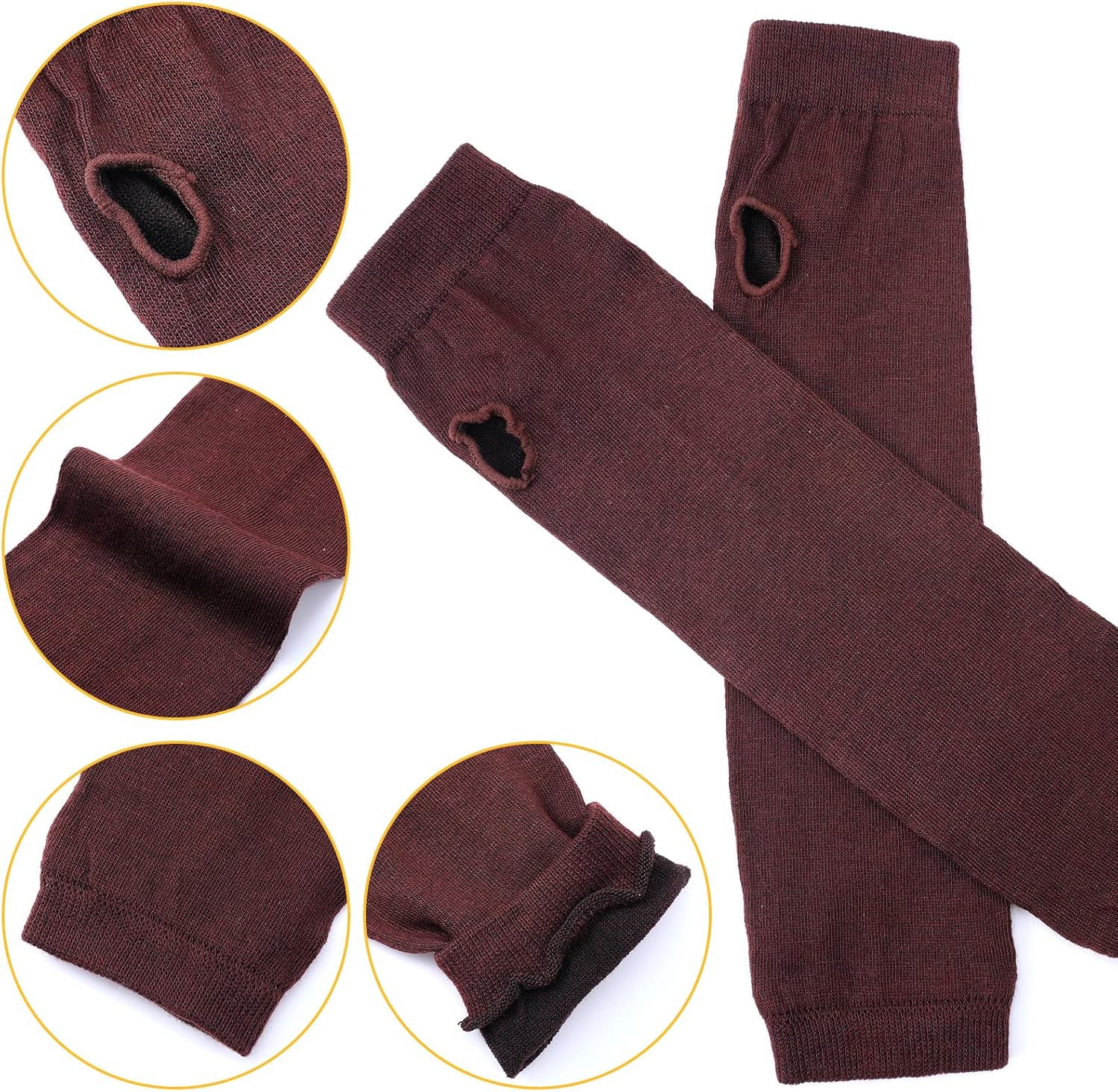 4 Pairs Arm Warmers Women Winter Long Fingerless Gloves Knit Mitten Elbow Length Gloves with Thumb Hole, Warm and Comfortable (Black, Coffee, Dark Gray, Light Gray) - Image 8
